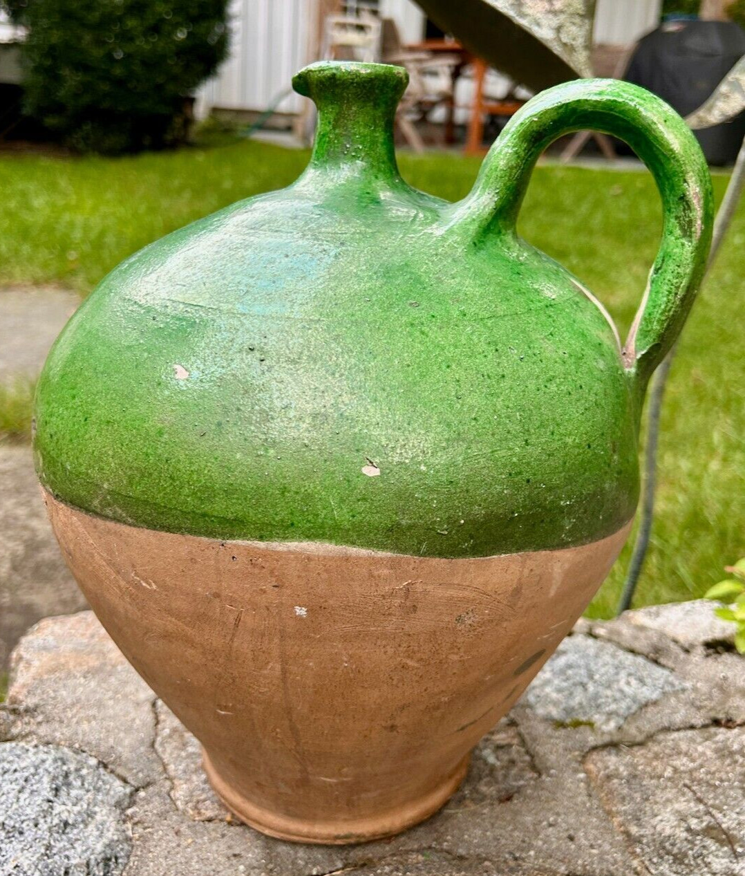 FRENCH ANTIQUE POTTERY EARTHENWARE CONFIT GLAZED VESSEL STONEWARE CERAMIC JUG