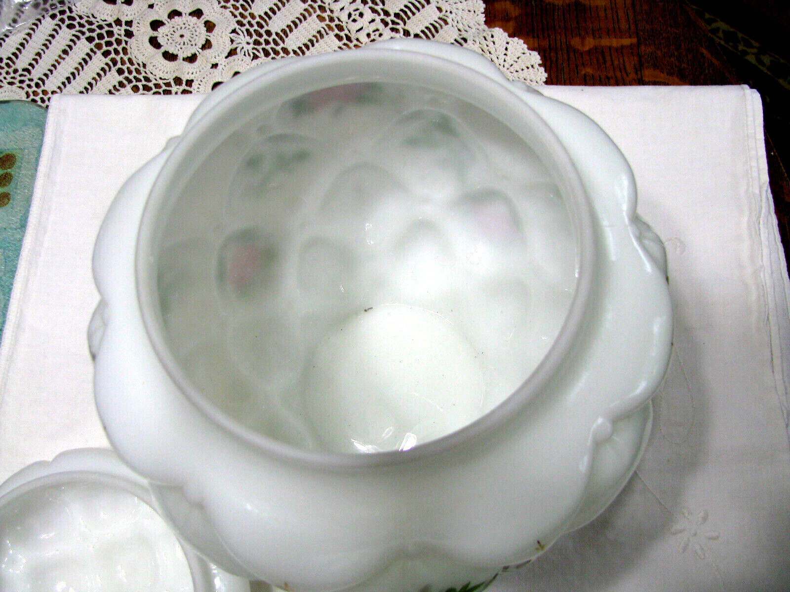 Vint Consolidated Glass Co. Wh Milk Glass – Diamond Quilt Biscuit**ON SALE**