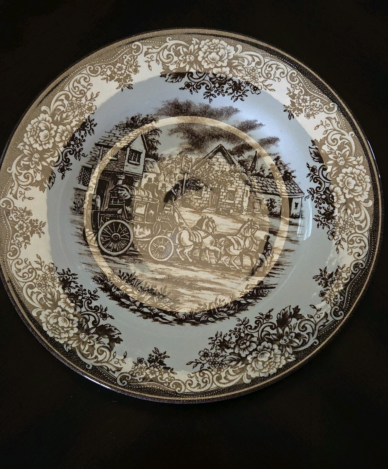 Vtg. Royal Stafford Earthenware Brown Transfereware Plate 8.5″