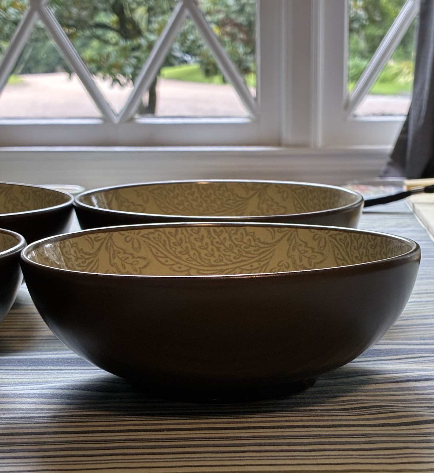 Set of 4 222 Fifth Chandri Sage Soup/Salad Bowls Very Good Condition