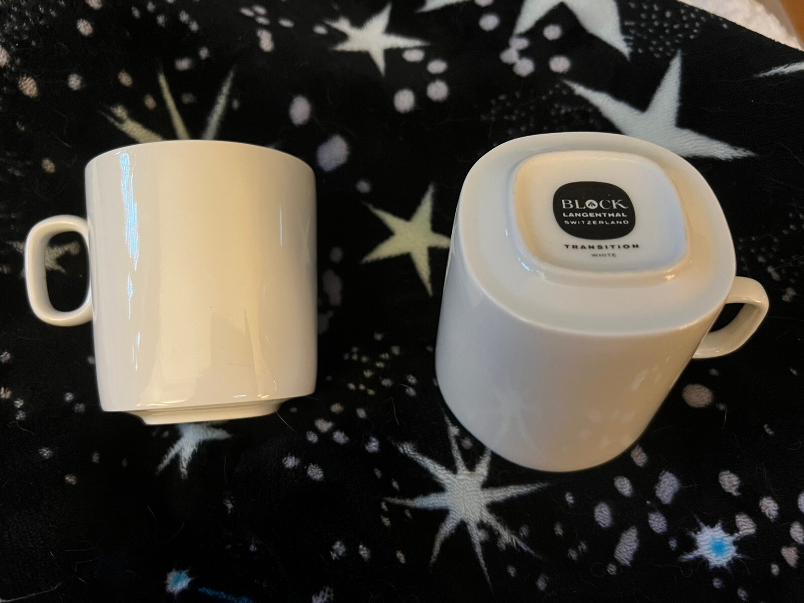 2 Vintage Swiss Langenthal BLOCK Transition White Square Cups