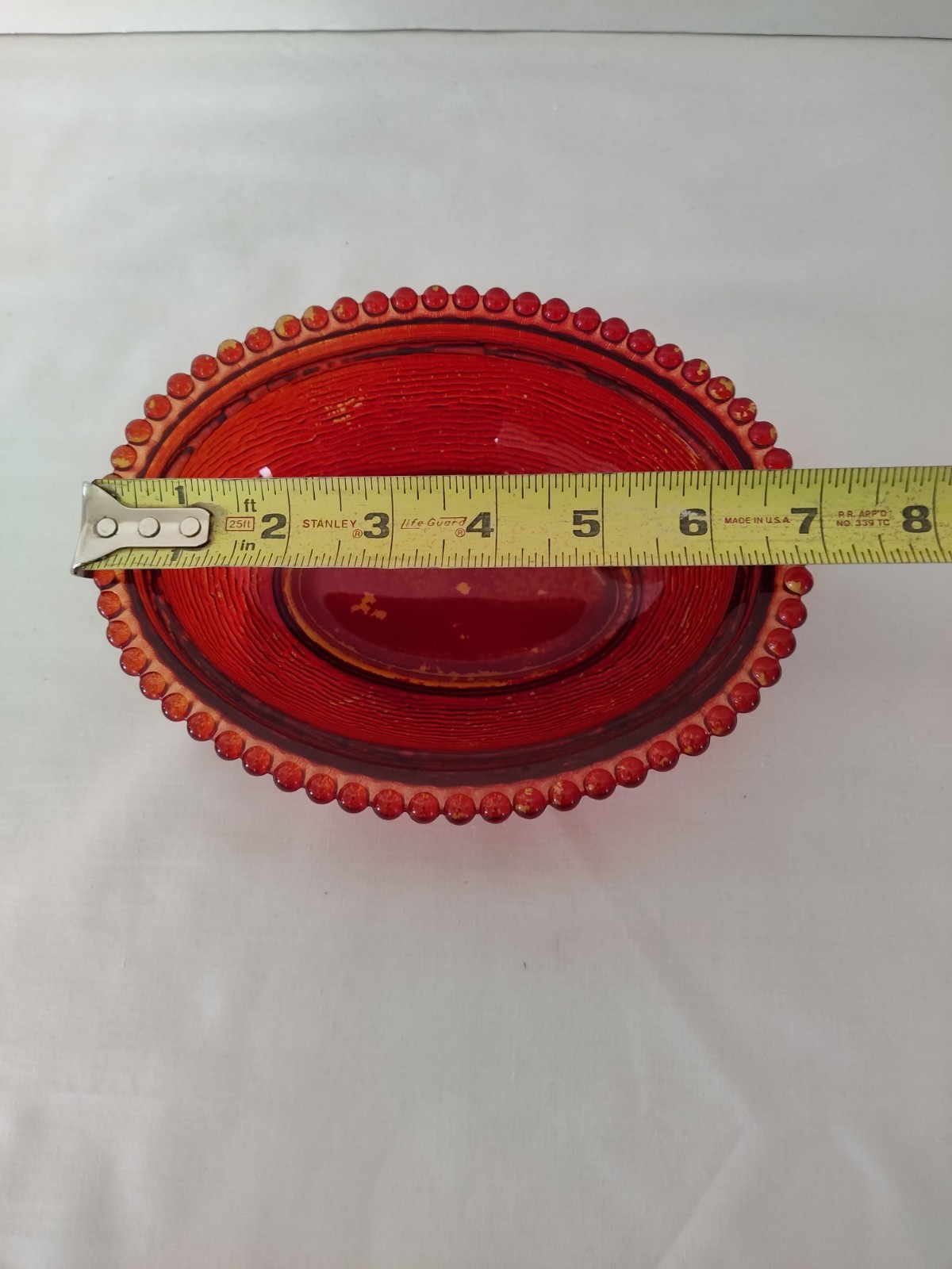 Vtg Red Flashed HEN ON NEST Indiana Glass 7” Candy Dish