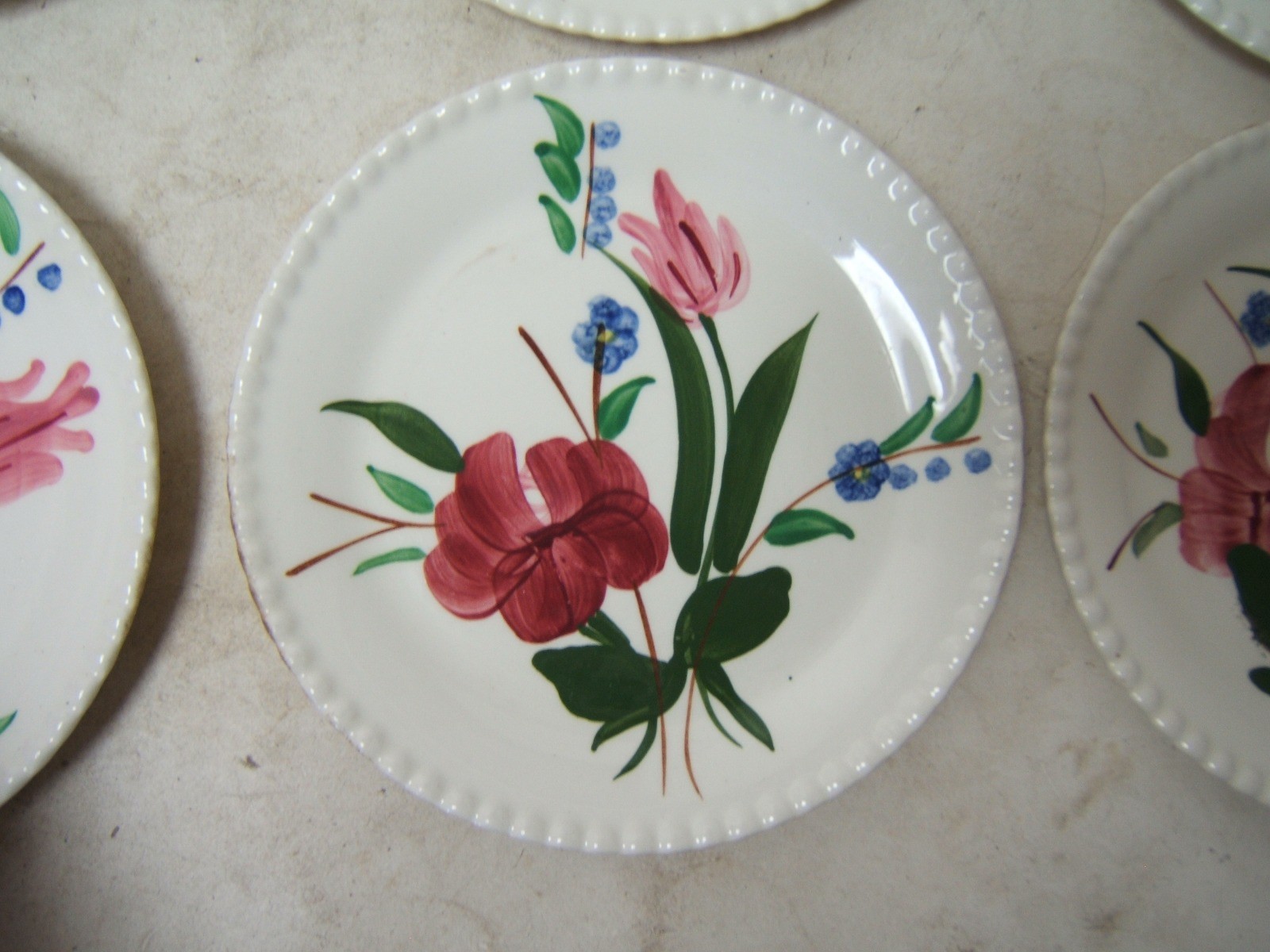 Blue Ridge Southern Pottery Bluebell Bouquet Bread & Butter Plates 6 No Chips