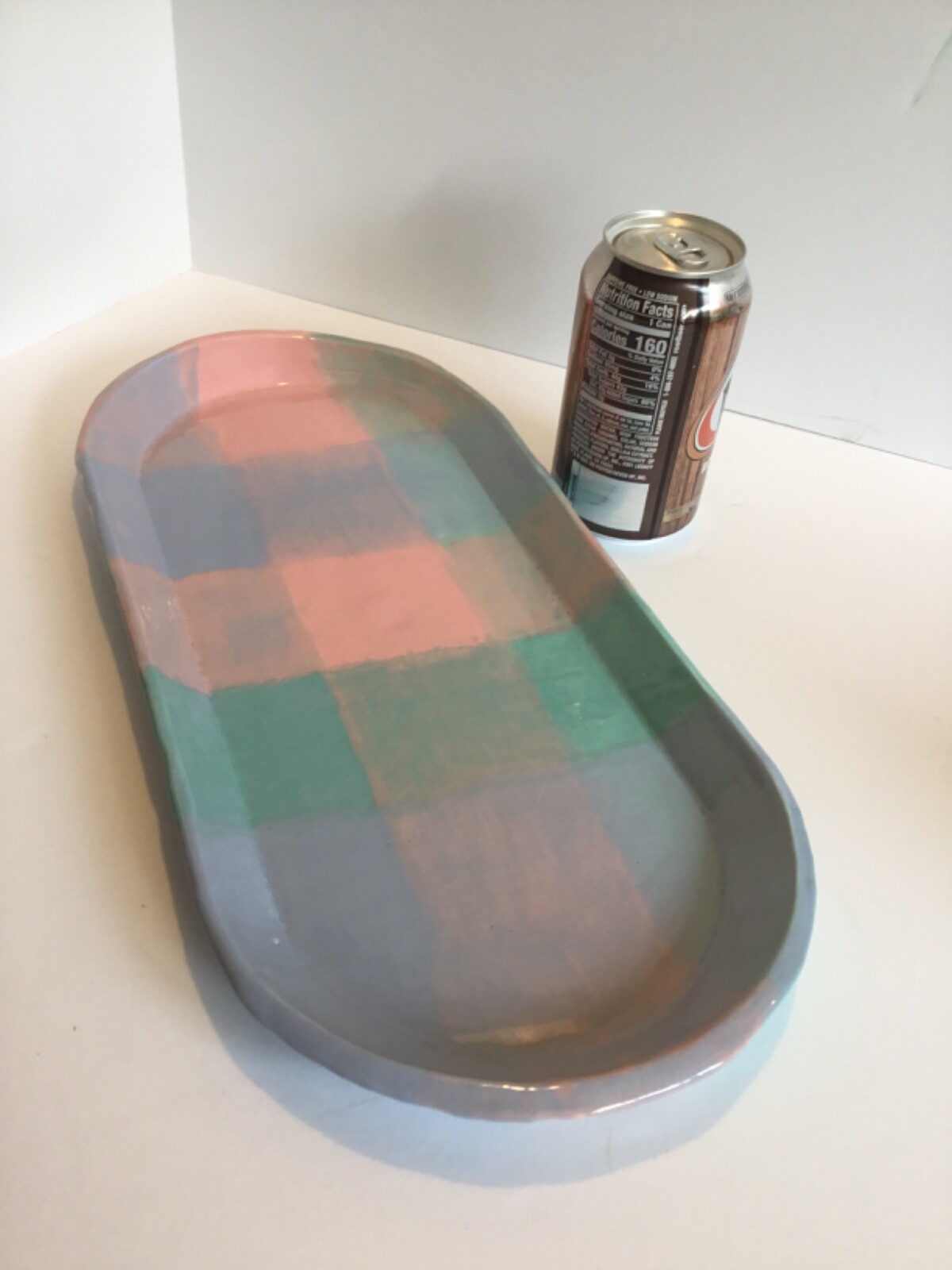 Platter ceramic large pottery pink blue teal food microwave dishwasher safe
