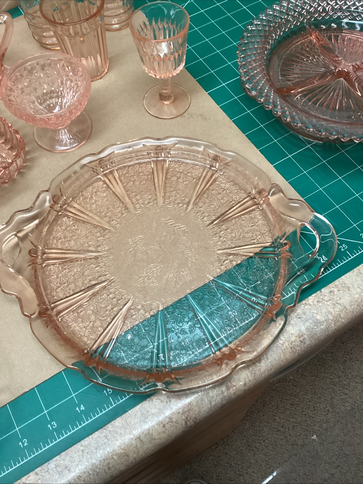 Large Vintage Lot 25 Pieces Mixed Pink Depression Glass