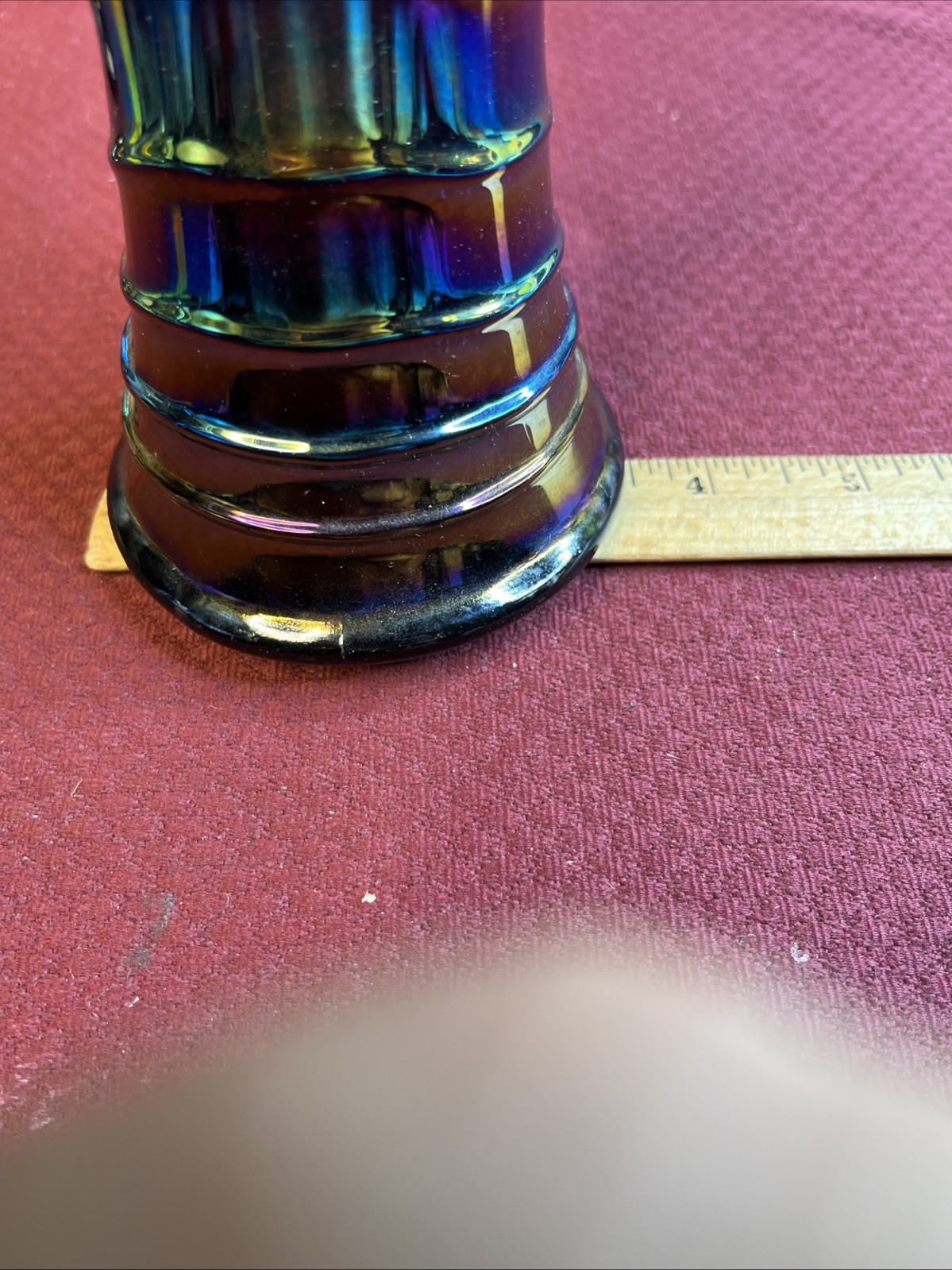 Imperial Carnival Glass Vase Ripple Electric Purple Amethyst 9.5” Ruffled Rim #1