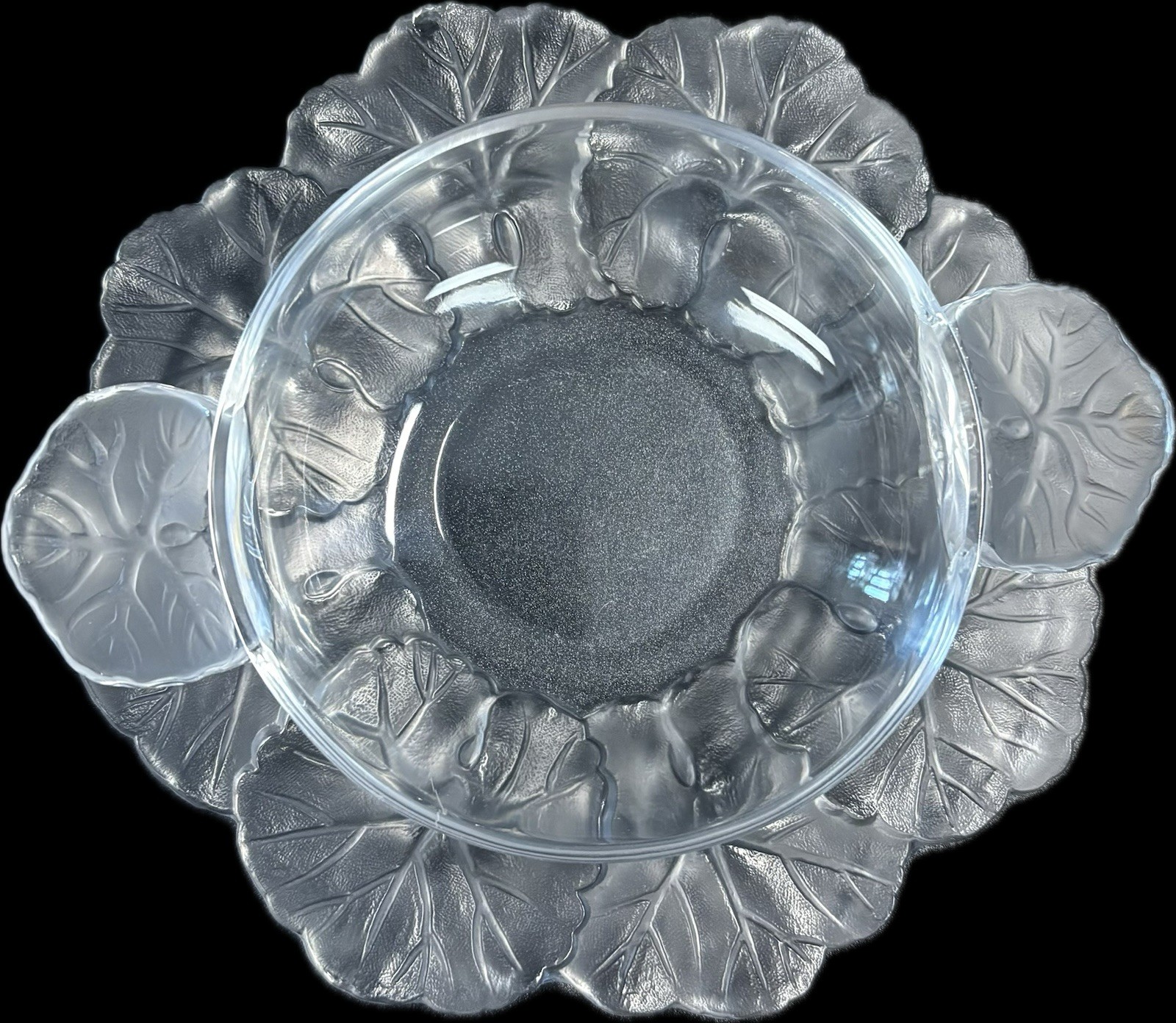Vintage Lalique Crystal “Honfleur” Ice Cream Cup & Saucer Set (cup & underplate)