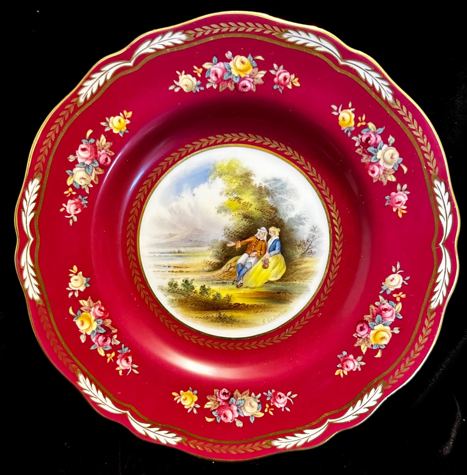 12 Copeland Spode Courting Couples HandPainted Plates Davis ex antique condition