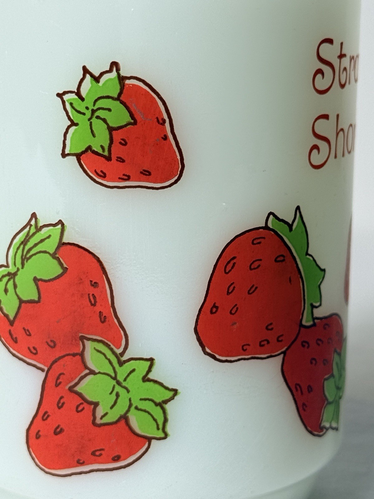 Vintage 1980 Strawberry Shortcake Milk Glass Mug Fire-King Anchor Hocking EUC