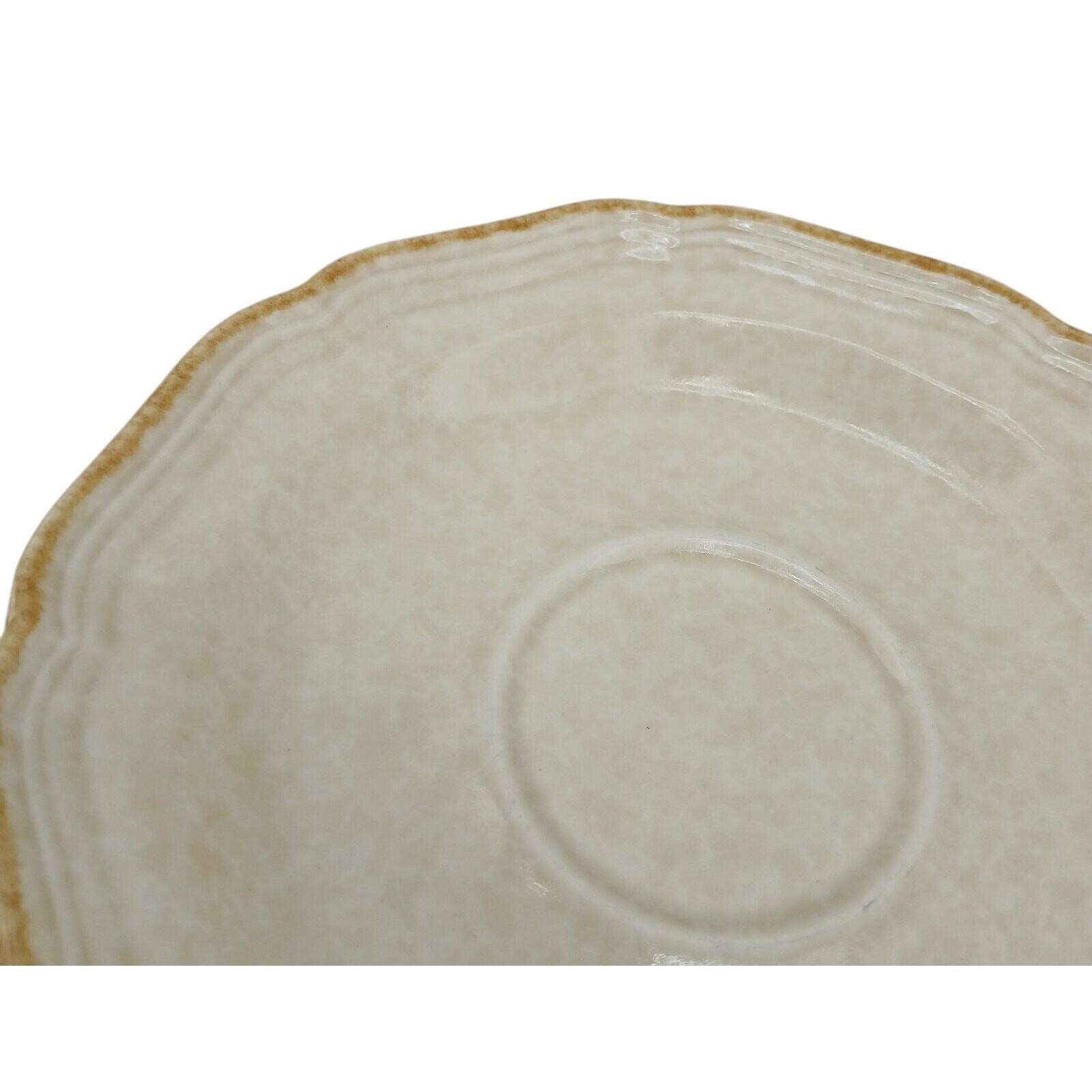 Lot of 4 Mikasa Country Charm FG000 Stoneware Saucers Cream/Yellow Rim Japan