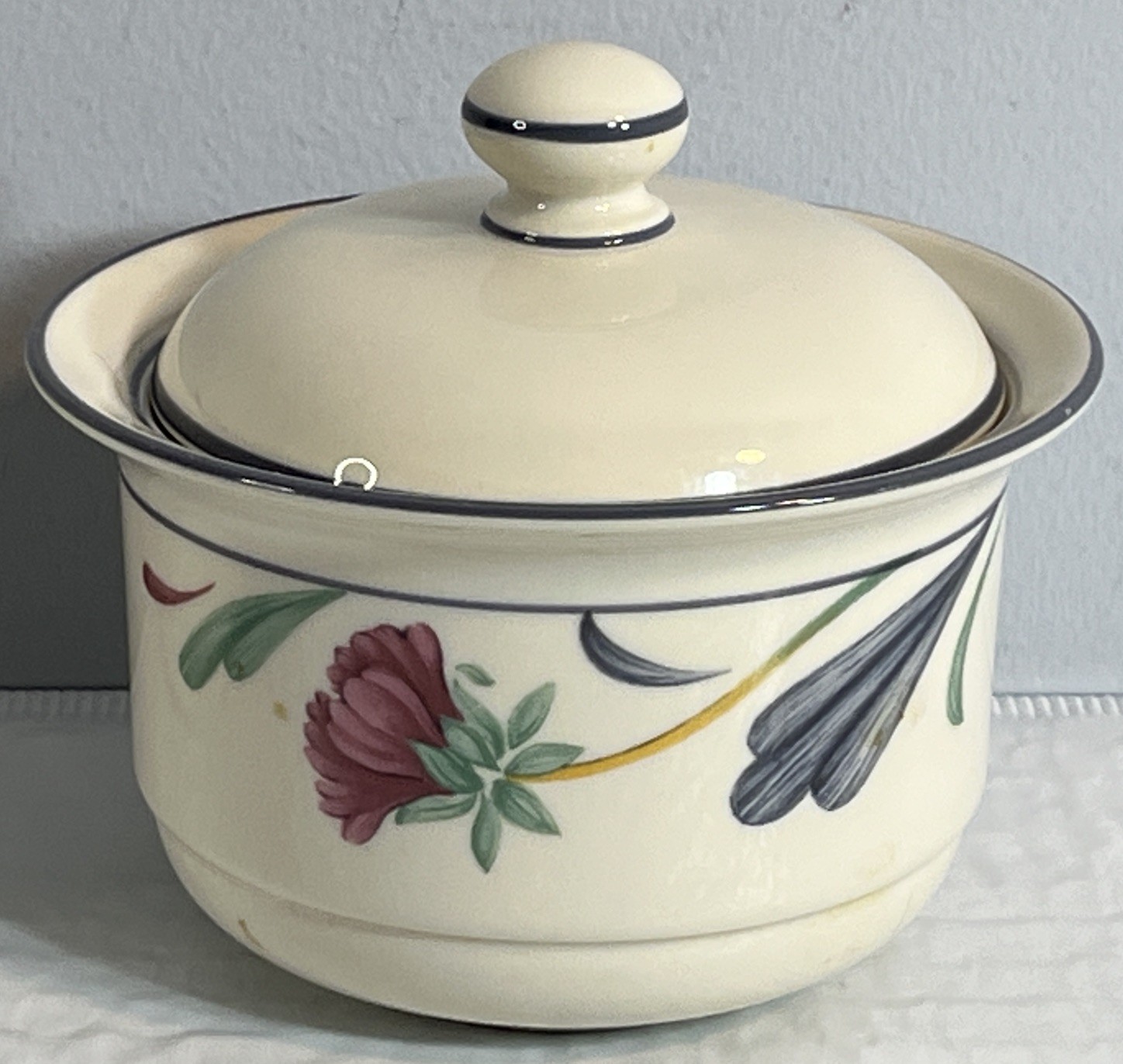 Lenox Poppies on Blue Creamer and Sugar Bowl Set Chinastone
