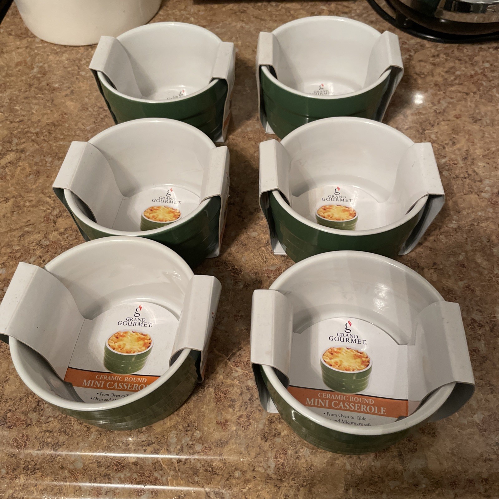 Grand Gourmet Ceramic Round Mini Casserole Single Serving Baking Dishes Set Of 6