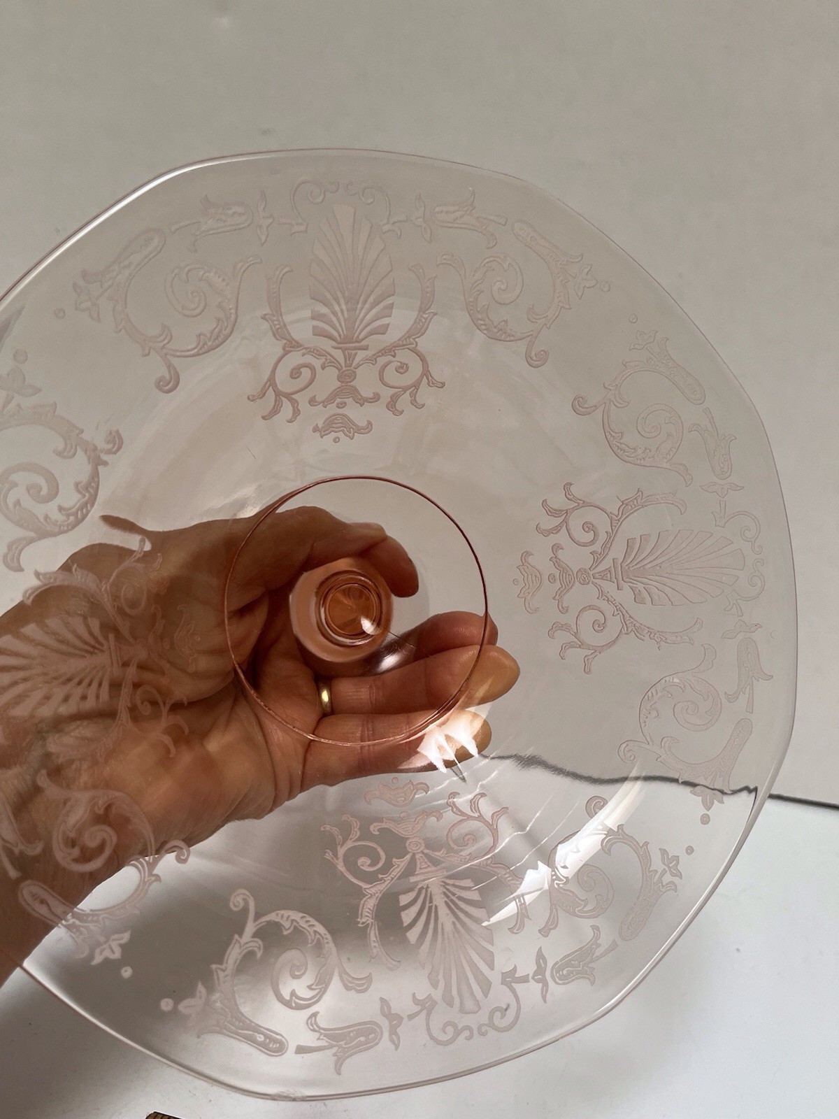 Fostoria Glass VERSAILLES Pink 6 1/2″ Tall Compote.