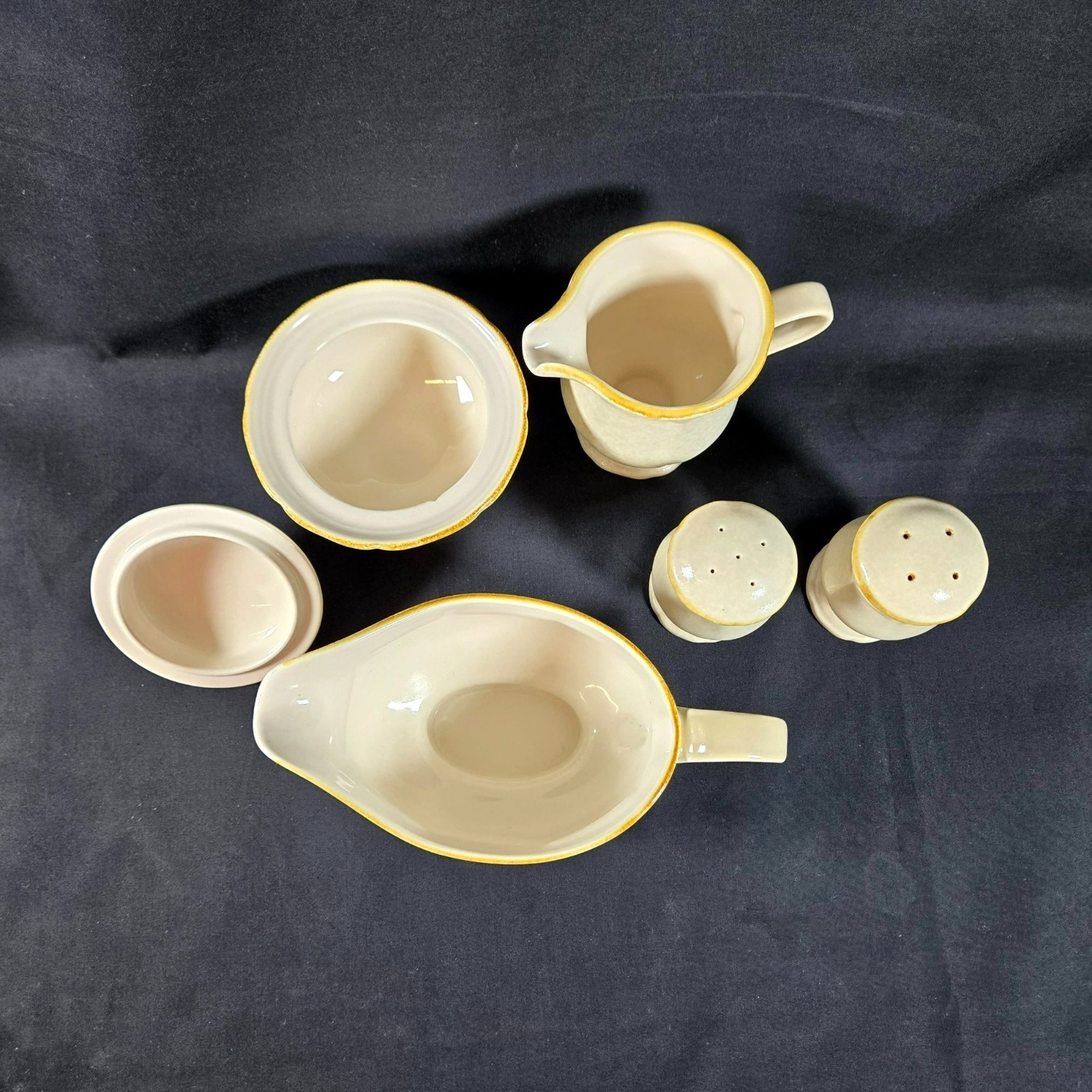 Mikasa Country Charm FG000 Serving Set Beige Brown Trim 8″ Japan Vintage Ceramic