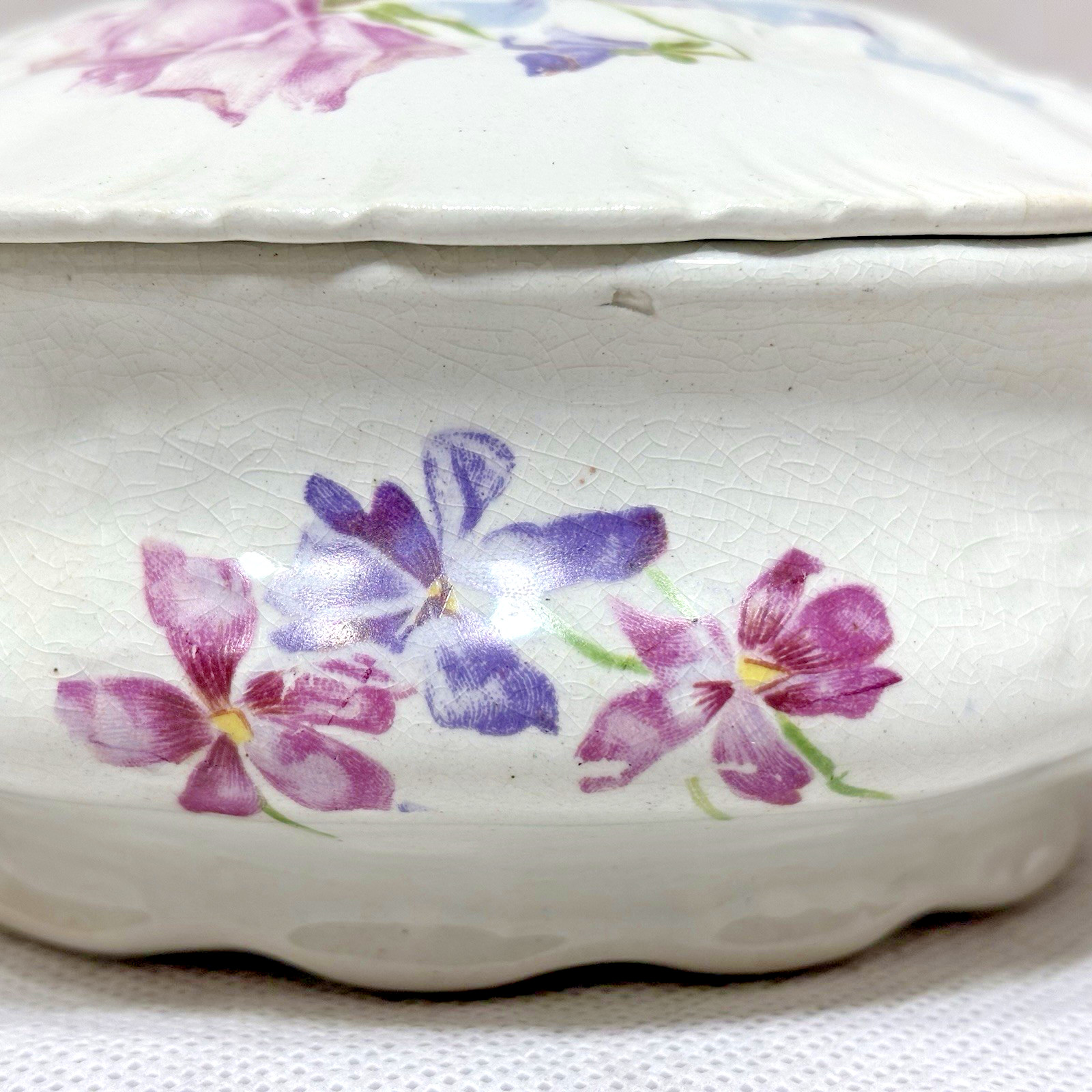 Vintage Ceramic Floral Covered Dish