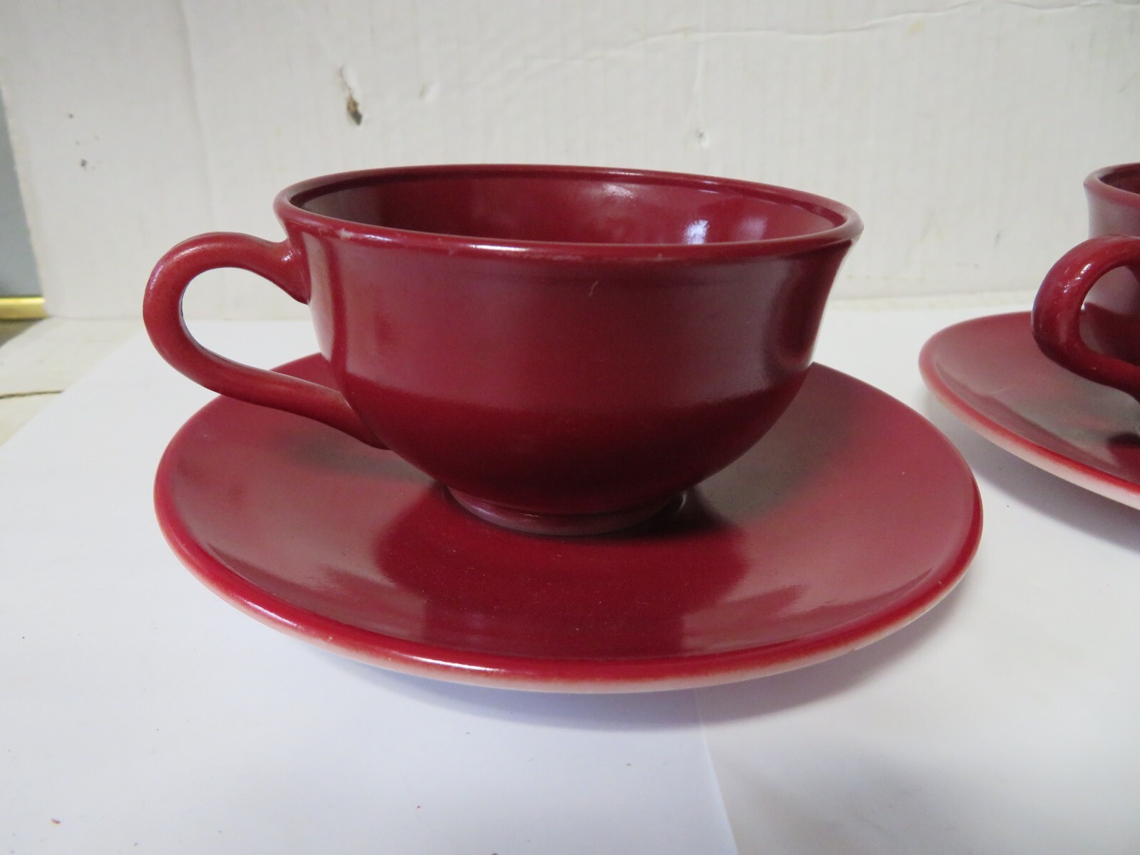 Vintage Hazel Atlas Milk Glass Ovide Platonite Set of 2 Cups & Saucers
