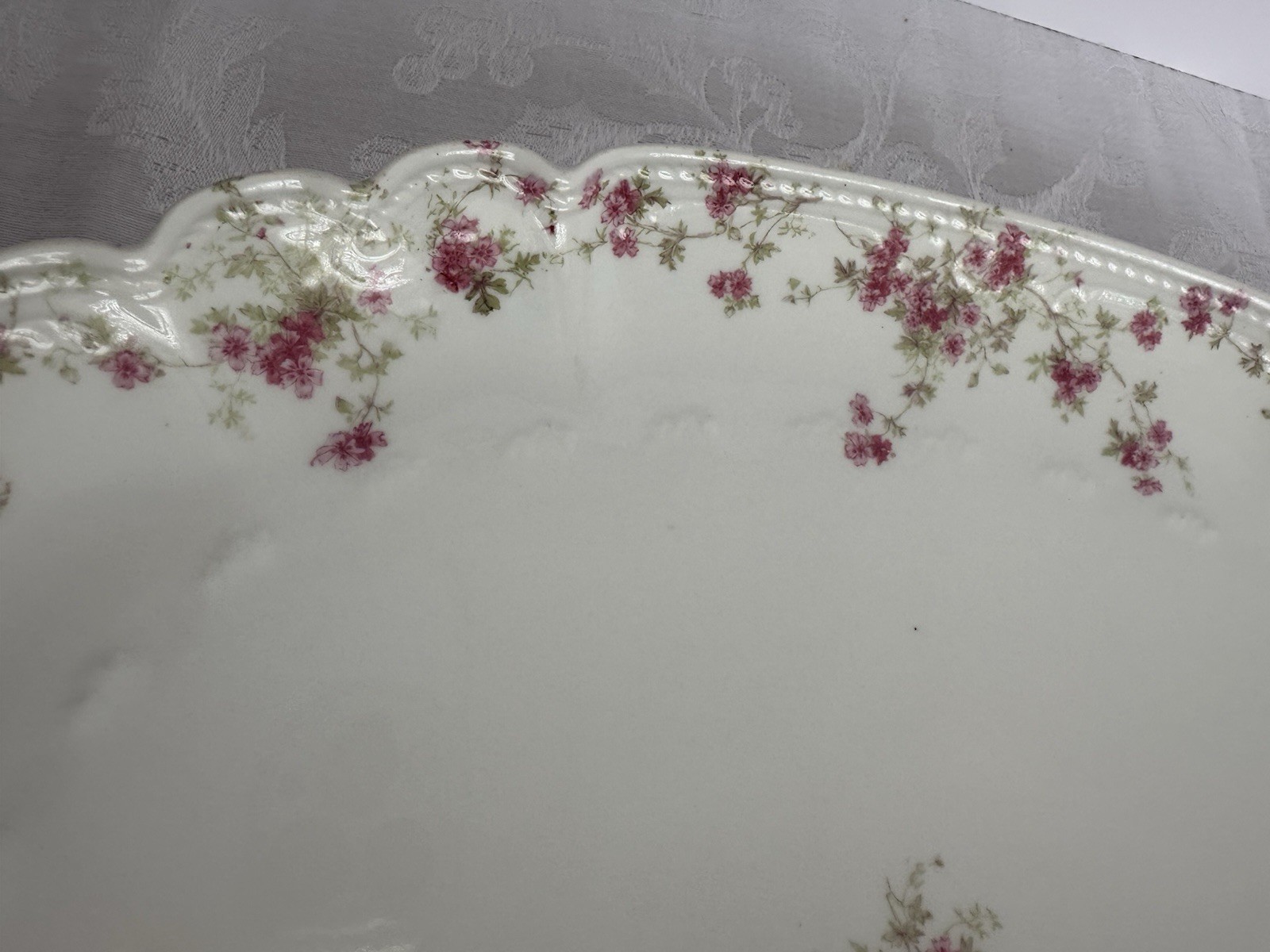 4 Charles Field Haviland Limoges Embossed Serving Platters W/Pink Floral Sprays