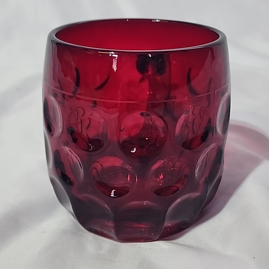 Cambridge Glass Thumbprint Mug Ruby Red 3.5in Depression Glass Vintage