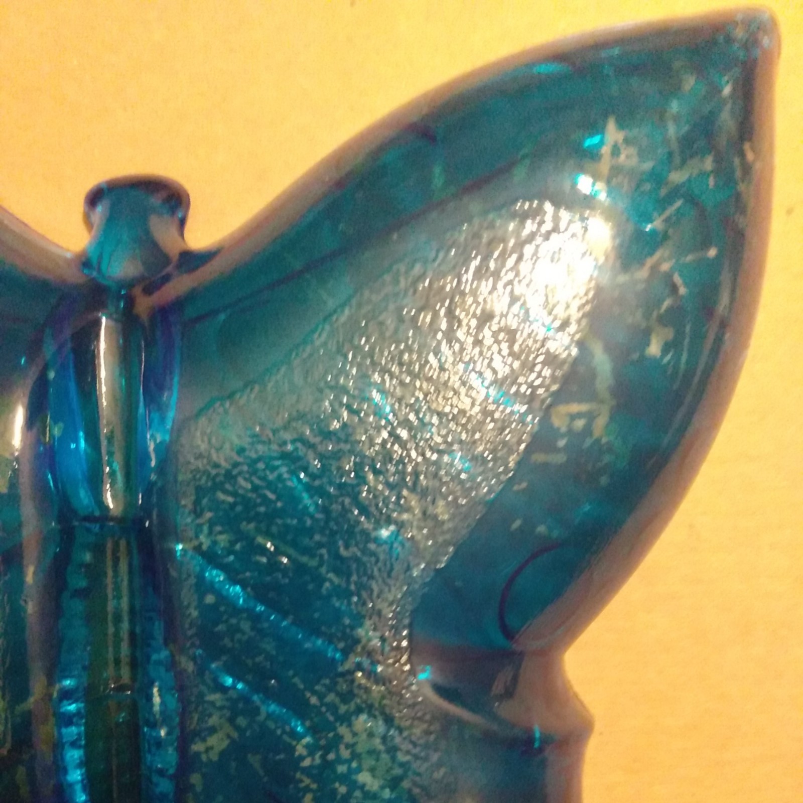 Vintage Glass Butterfly Dish cobalt blue