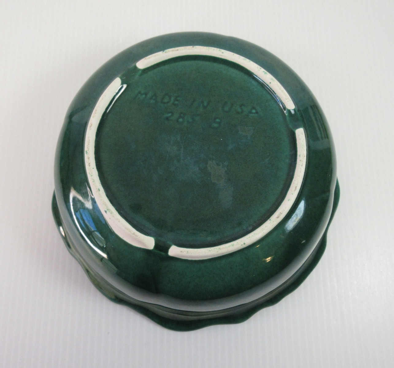 VTG Haeger Dark Green Cabbage Bowl #285B Fluted Edge Made in USA