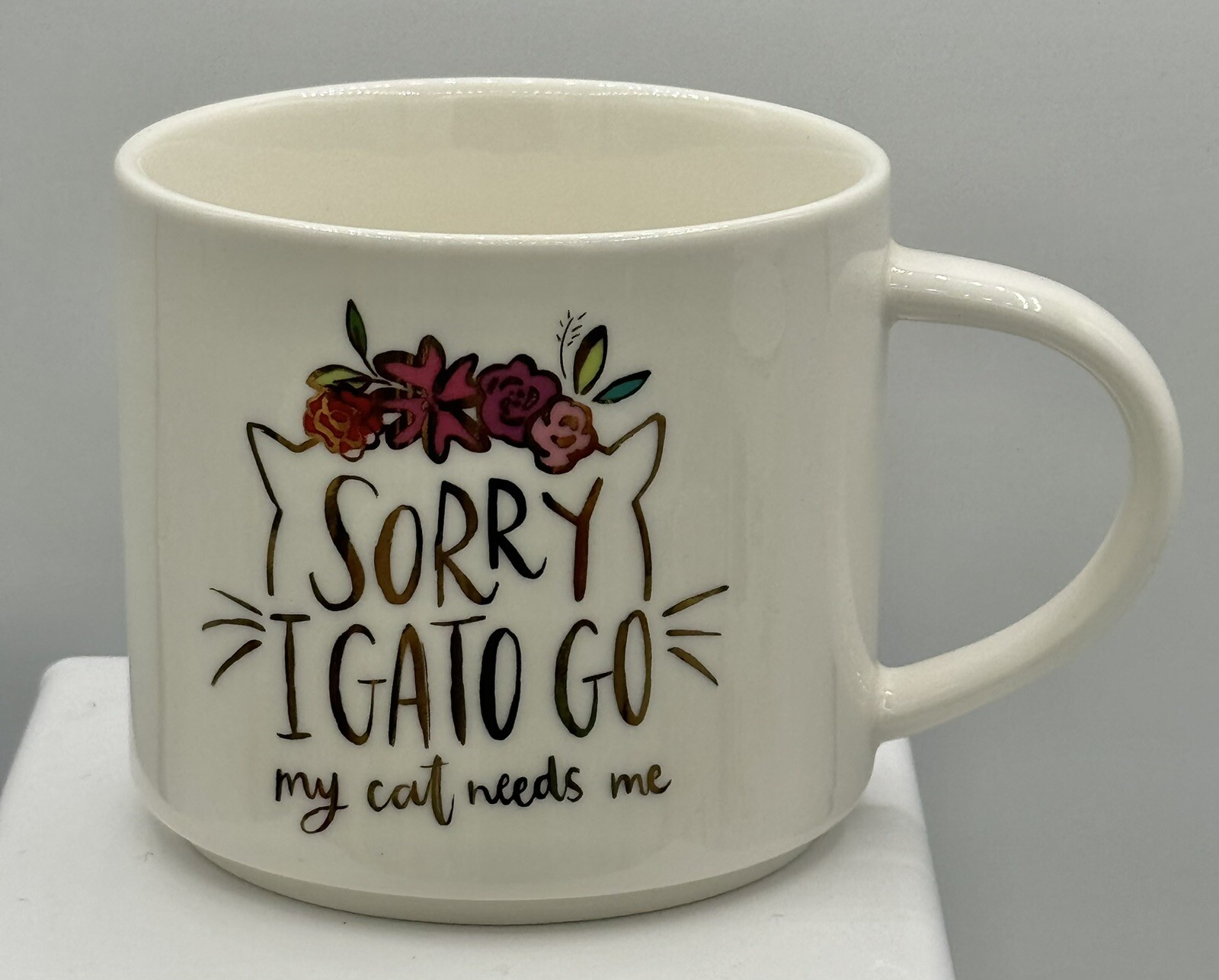 Threshold Target Porcelain Coffee Mug I Gato Go My Cat Needs Me Funny Cat Saying