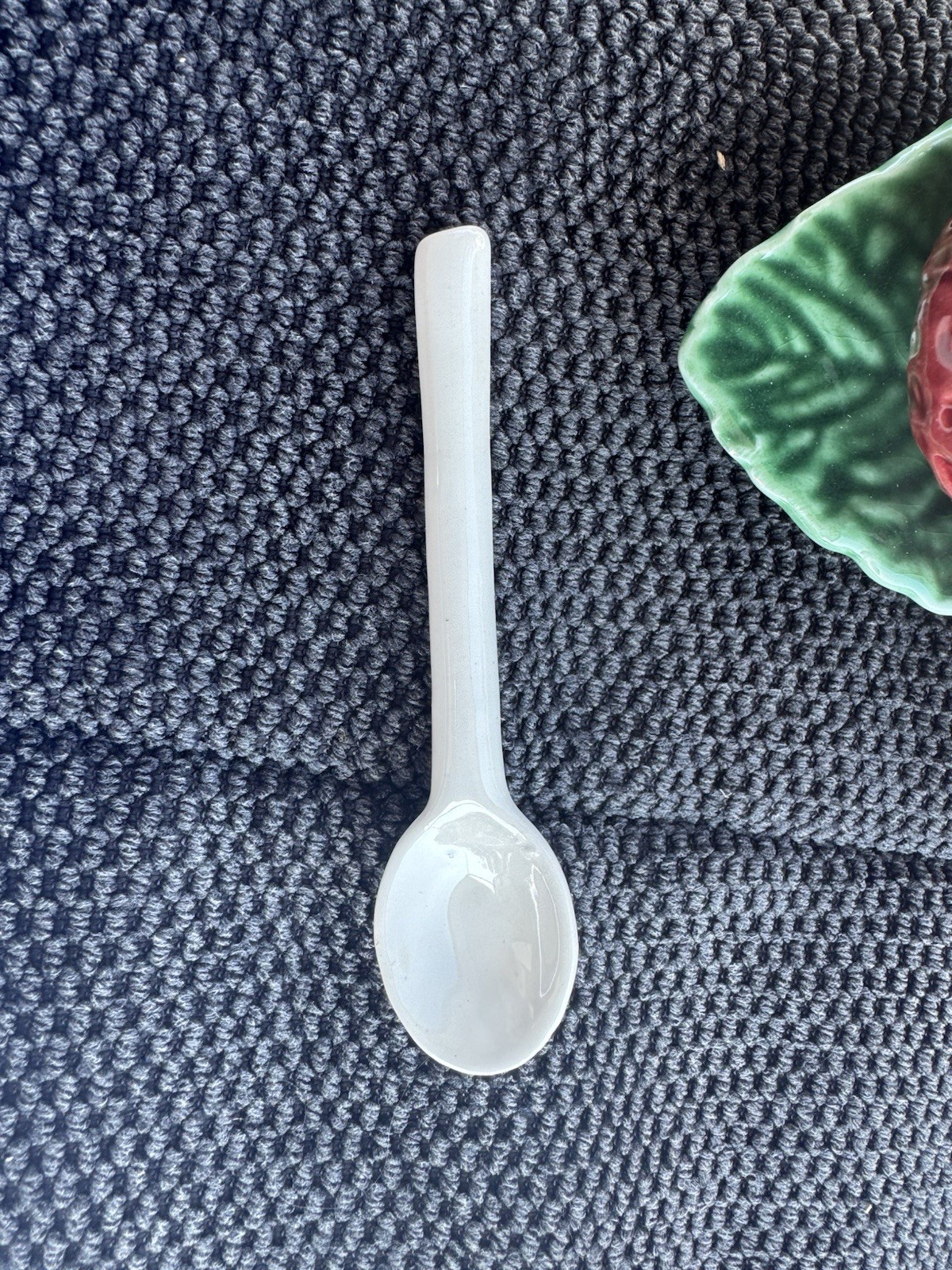 VTG Bordallo Pinheiro Majolica Strawberry Condiment Dish-Lid, Spoon
