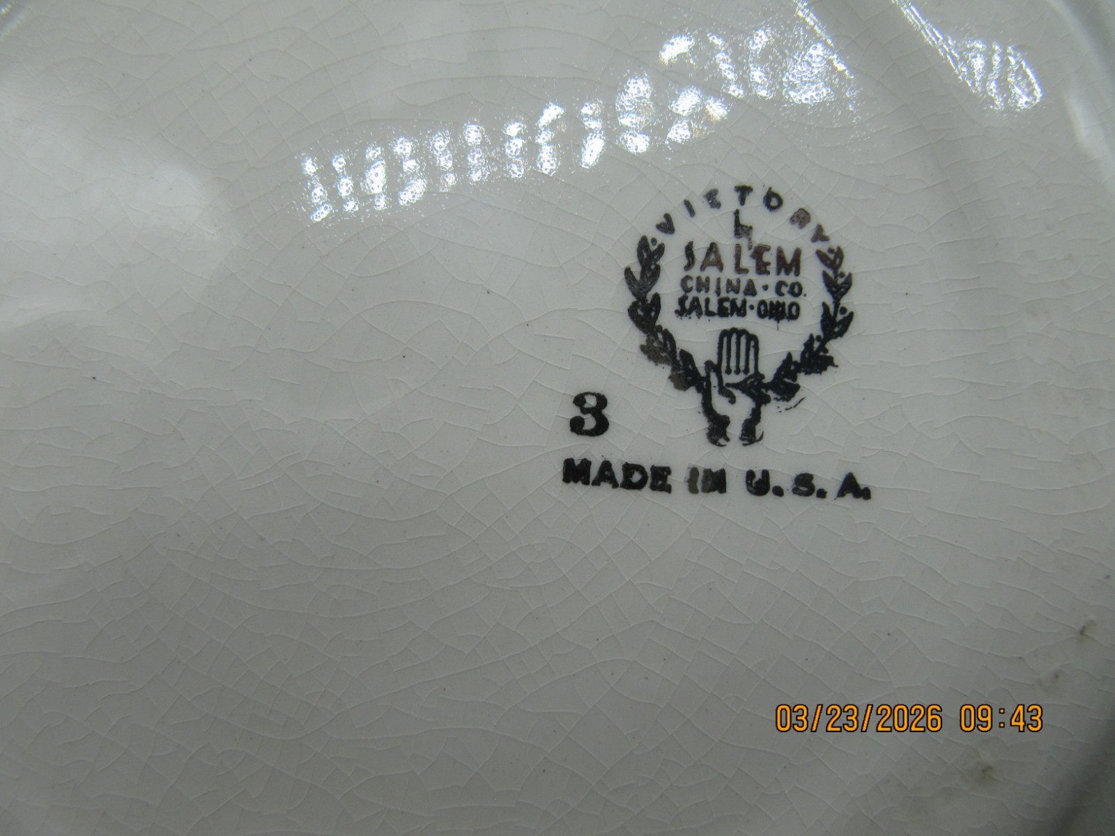 Vtg Victory by Salem China Co. Cream & Sugar w/ 4 Dessert Plates & 1 Plate