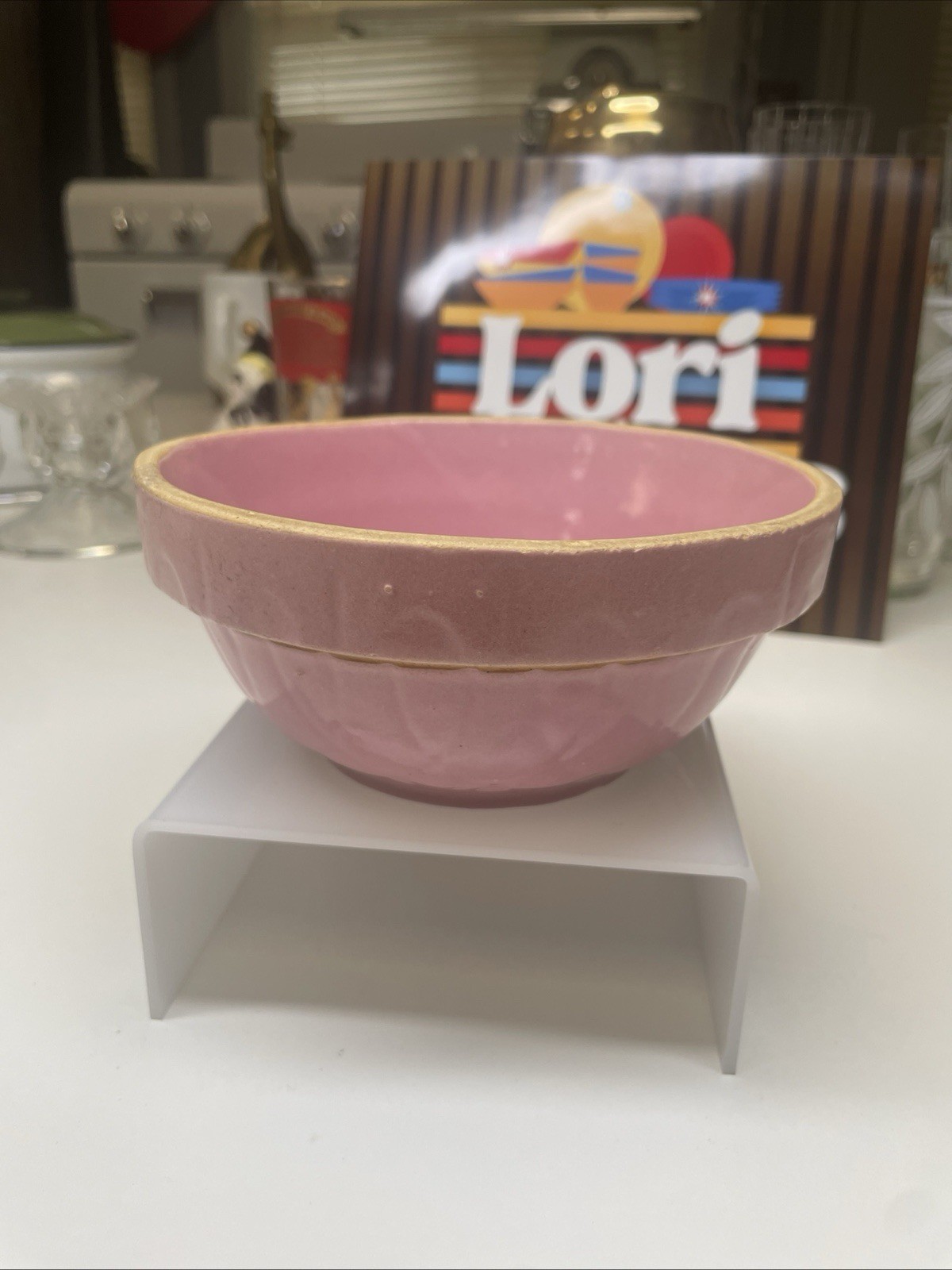Pink 5” Stoneware Ceramic Bowl “made In USA “ Imprint
