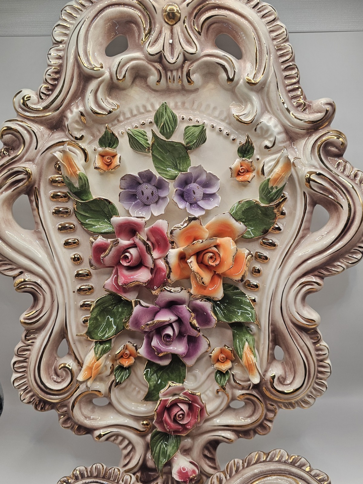 Pair of Beautiful Vintage Capodimonte Wall Art