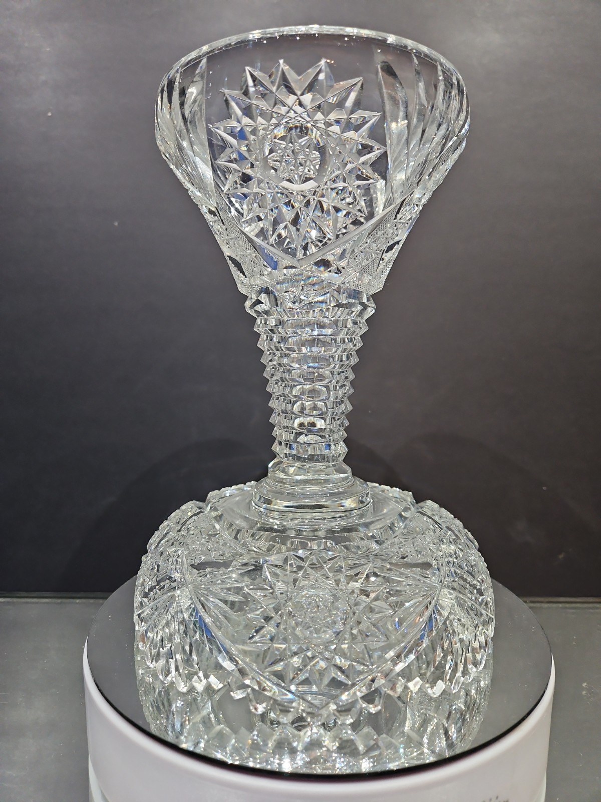 Vase Bowl Base stand Compote American Brilliant Cut Glass Krantz Smith “Victory”