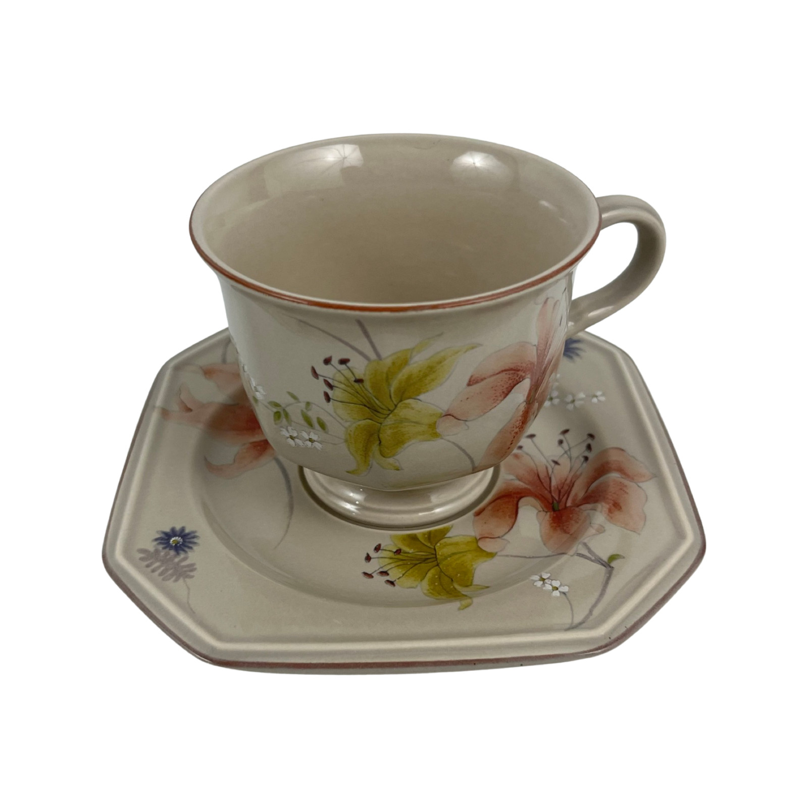 Mikasa Continental Janette Cups and Saucers Lot of 4 VTG Multi-Floral Japan
