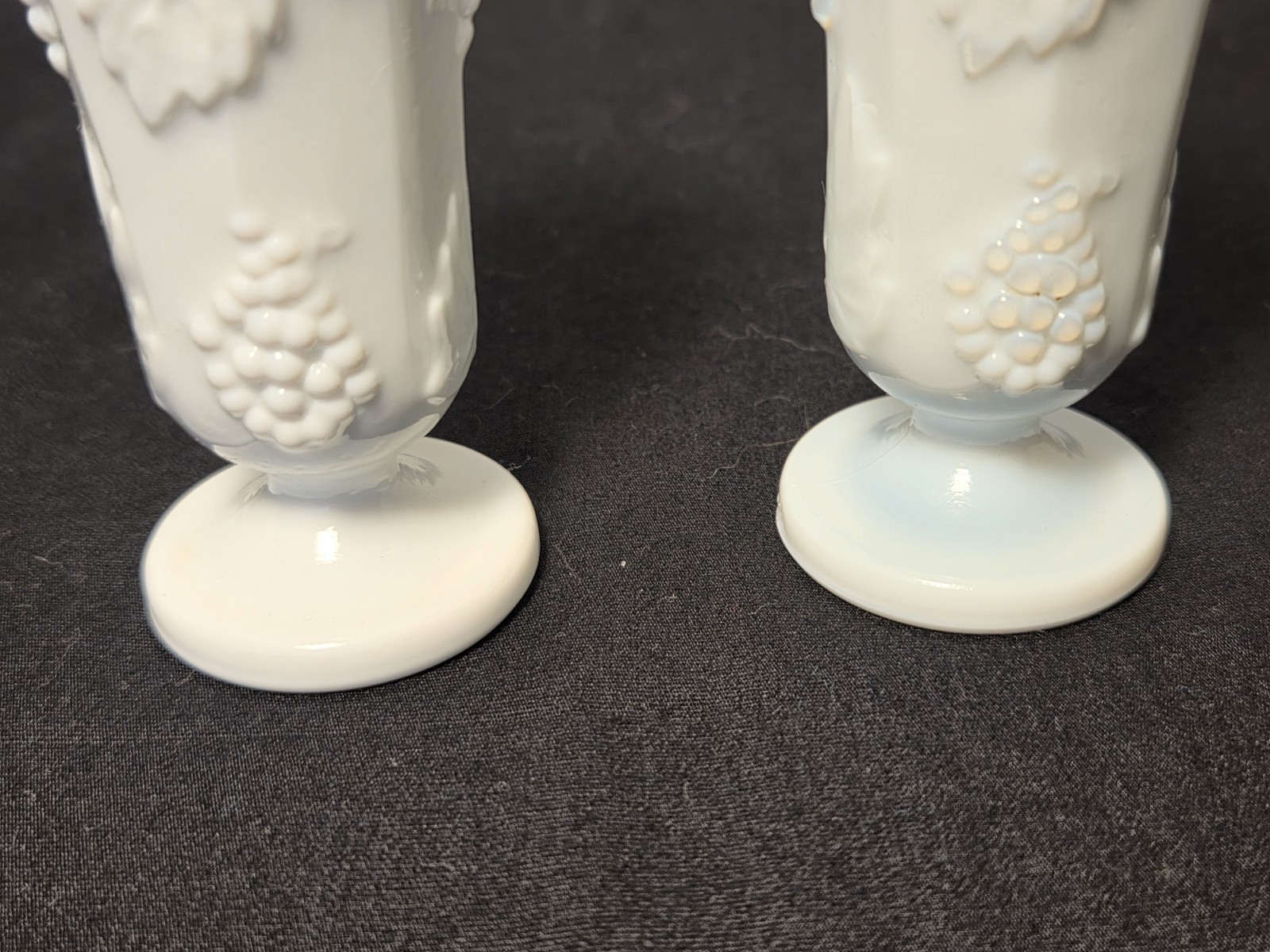 Vintage Milk Glass Salt & Pepper Shakers, Indiana Glass Harvest Grape Paneled