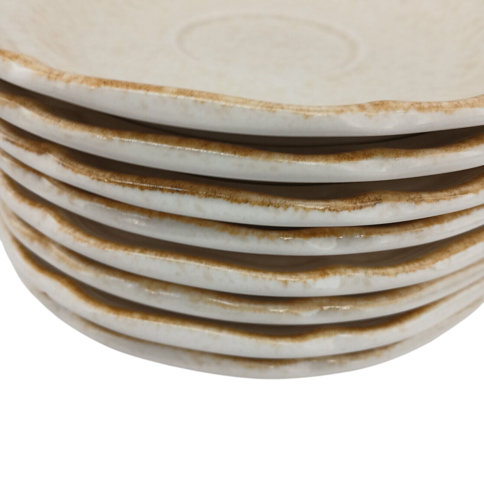 Lot of 4 Mikasa Country Charm FG000 Stoneware Saucers Cream/Yellow Rim Japan