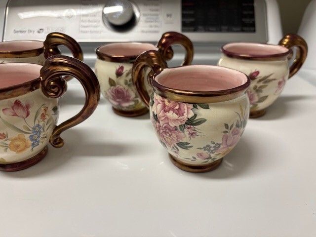 MCKENZIE CHILDS CHELSEA LUSTER TEA CUPS 2003 RARE LOT OF 5