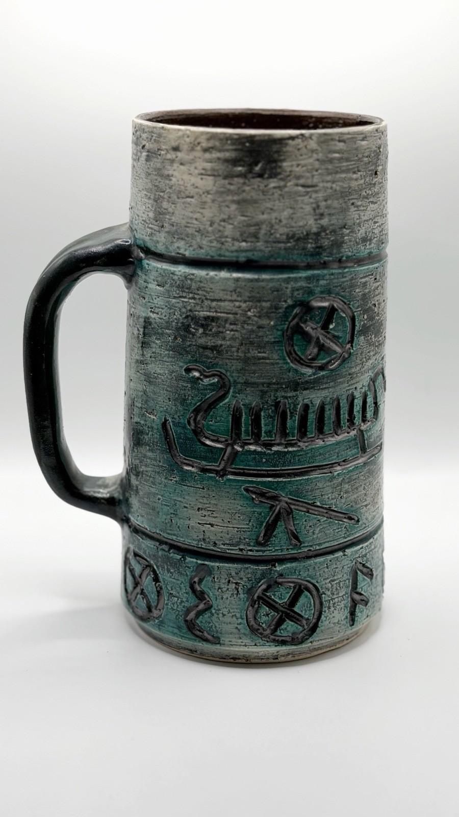 Vintage AROL Scandinavian Art Clay Pottery Cup/Mug Scandinavian Nordic Runes