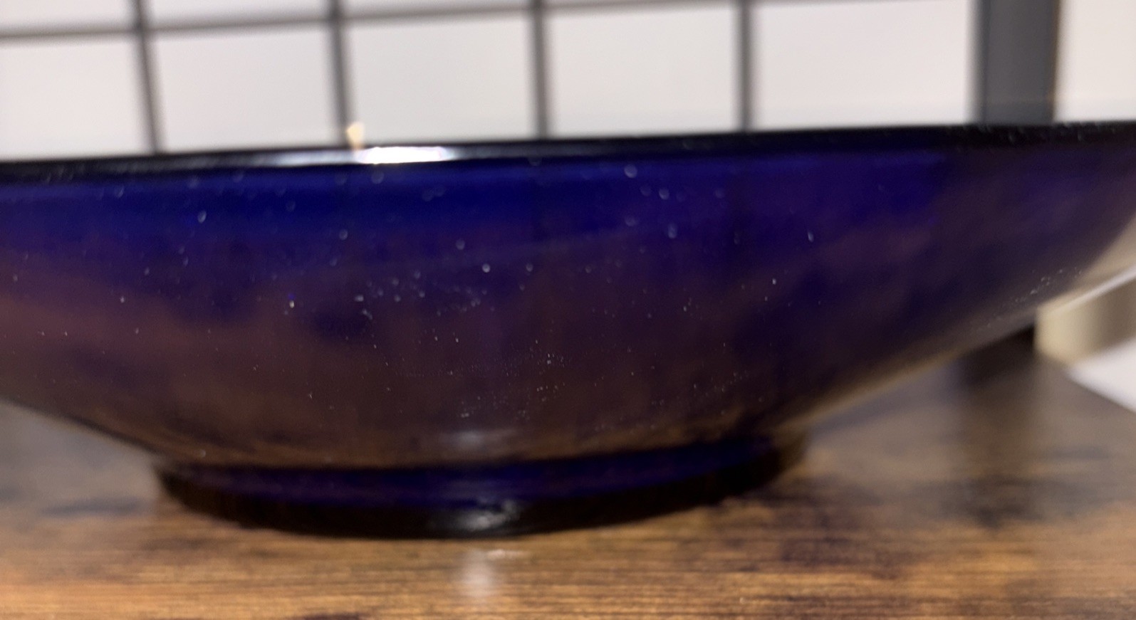 Vintage Cobalt Blue Glass Bowl Serving Fruit Decor 13 1/2 Inches Round Unbranded