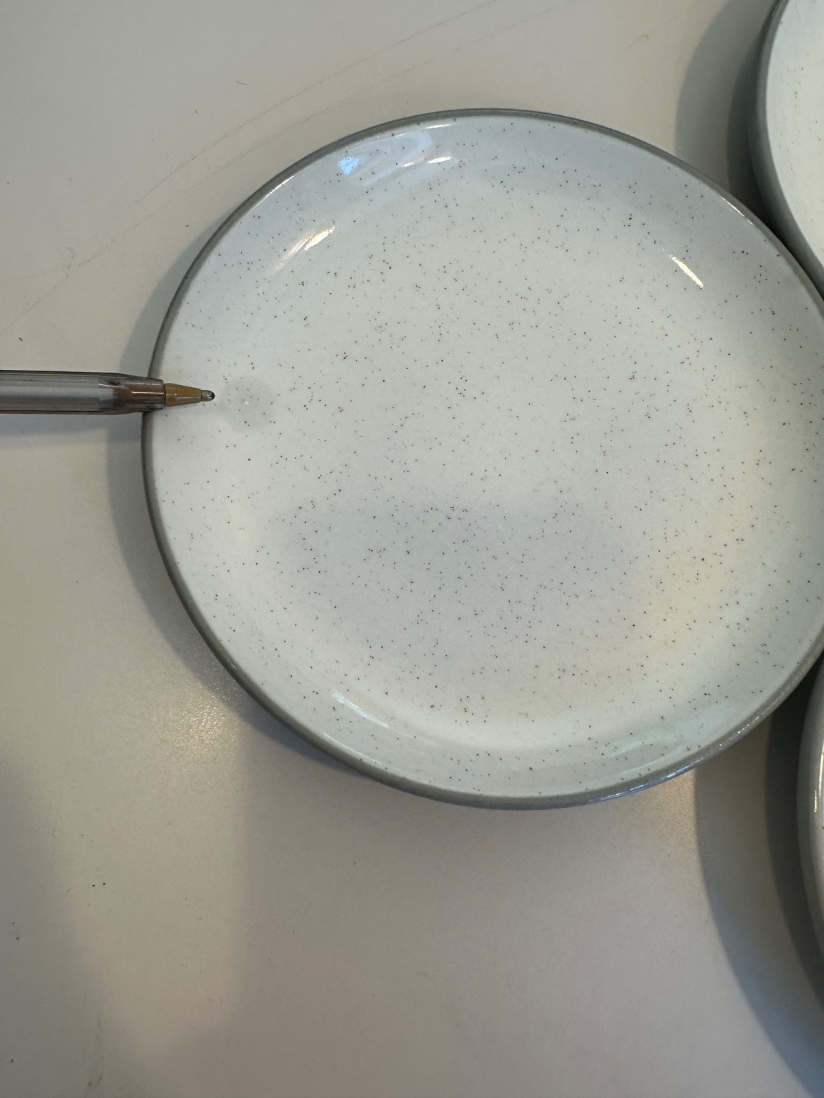 LOT of 3 Vintage Harkerware Stone Small 6” Plates Speckled Gray Trim