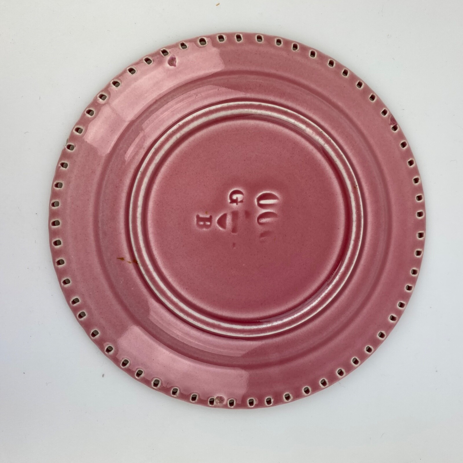 Lot 4 GBY Pink Plates 000 Lace Edge Shield Dessert Salad Decor Vintage Gift
