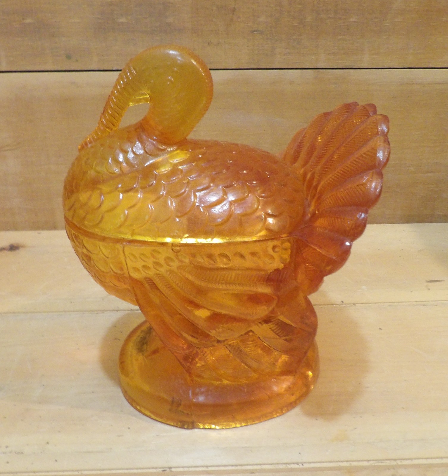 1 Orange Turkey on A Nest Candy Dish. 6¼”L x 5″W x 2⅛”D x 7″H.