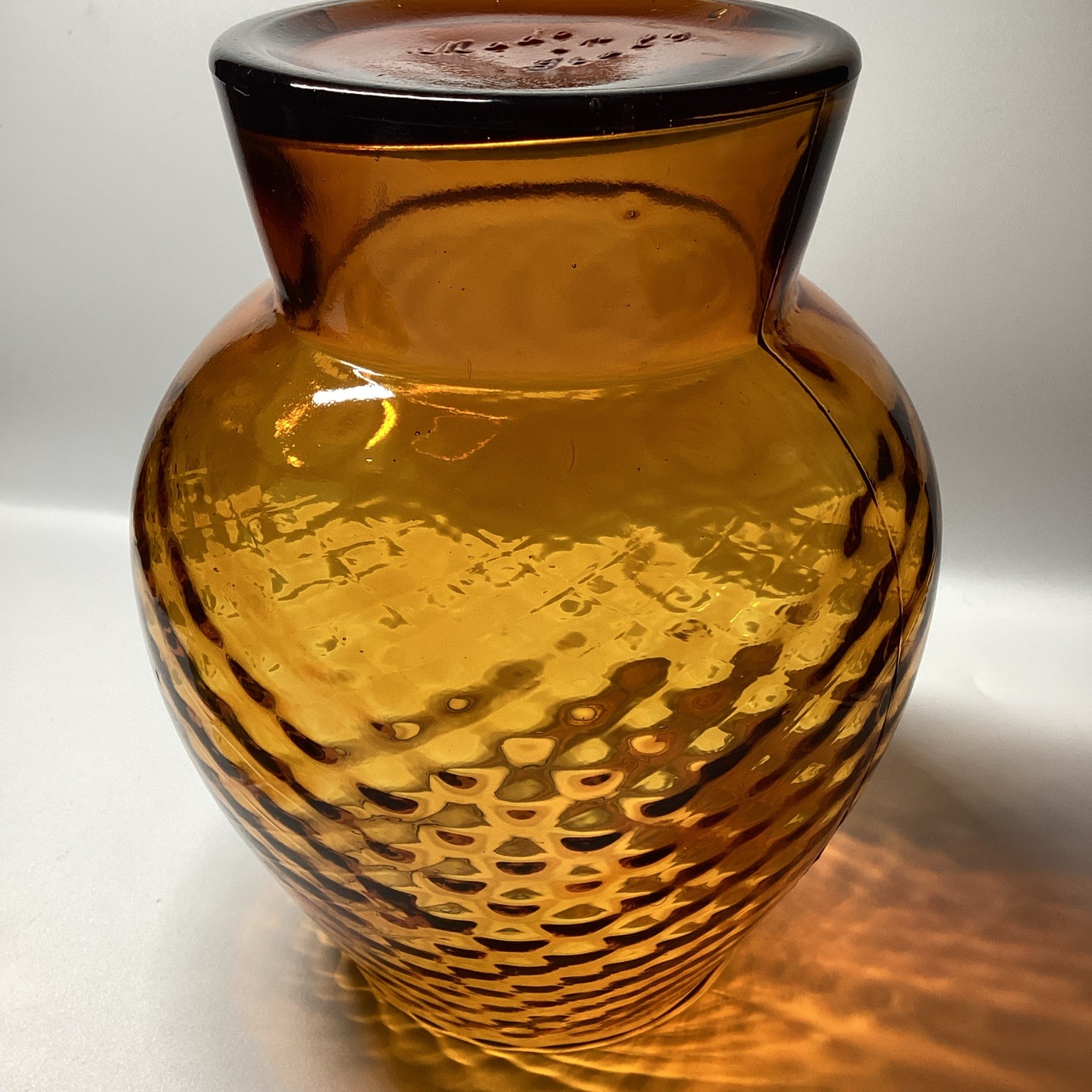 Vintage Italian Empoli Amber Glass Apothecary Candy Compote Jar