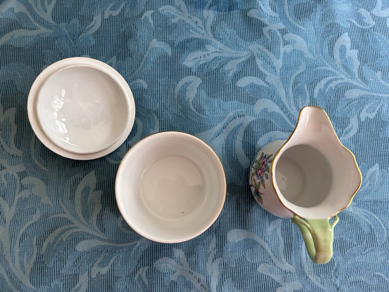 Herend Queen Victoria Creamer and Sugar Bowl with Lid