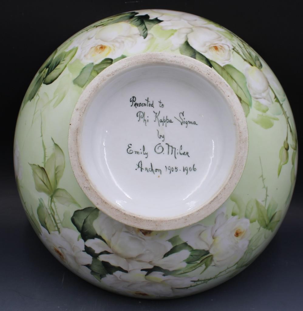 1905 Limoges Punch Bowl Hand Painted for Phi Kappa Sigma Fraternity by E. Miler