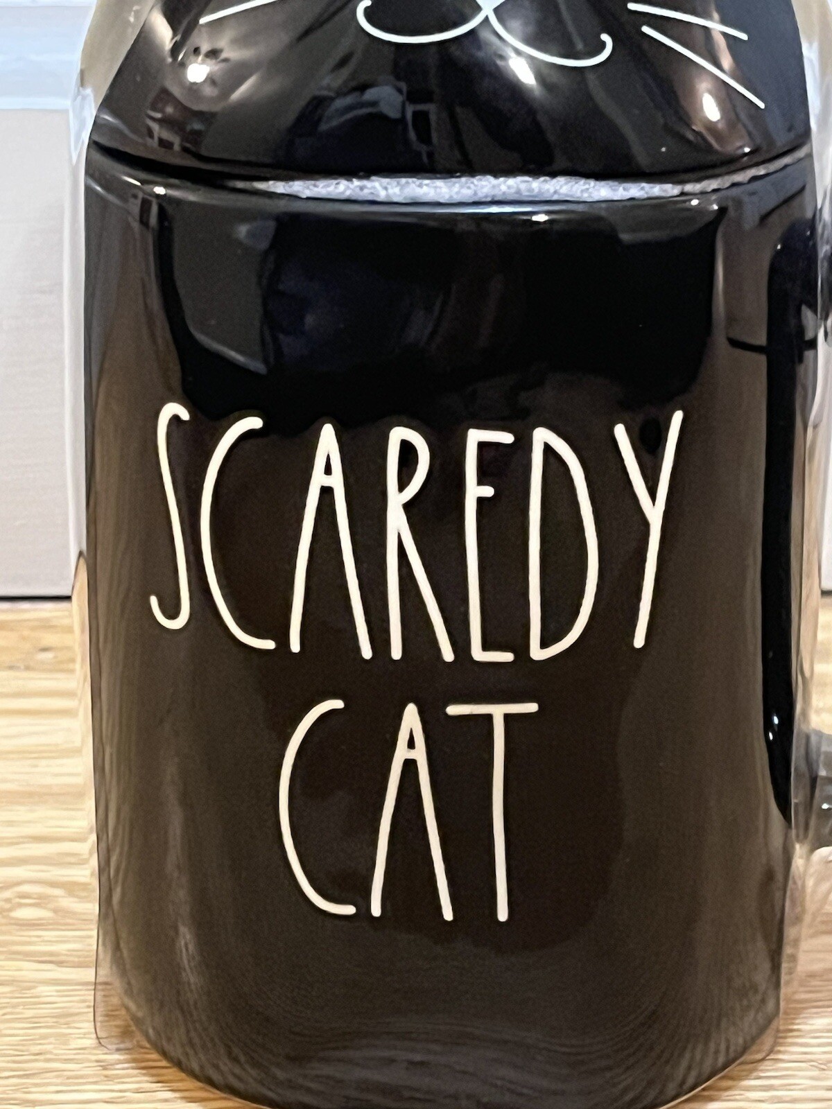 Rae Dunn by Magenta “Scaredy Cat” Black Mug w Cat Topper Brand New Halloween