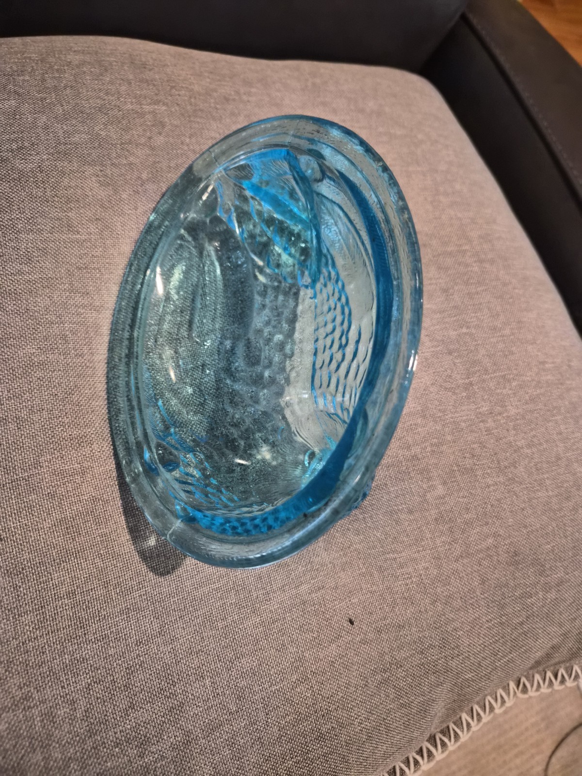 Hen on Nest Blue Glass Covered Dish *Top only*