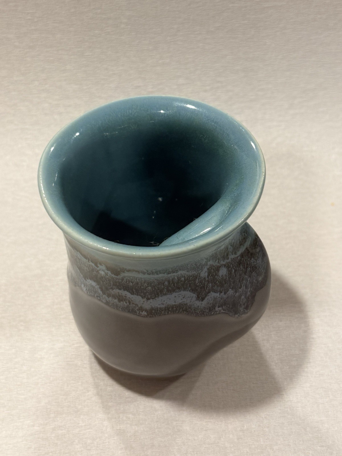 Neher Mug Hand Warmer Drip Glaze Clay in Motion Right-Handed Coffee Signed 2024