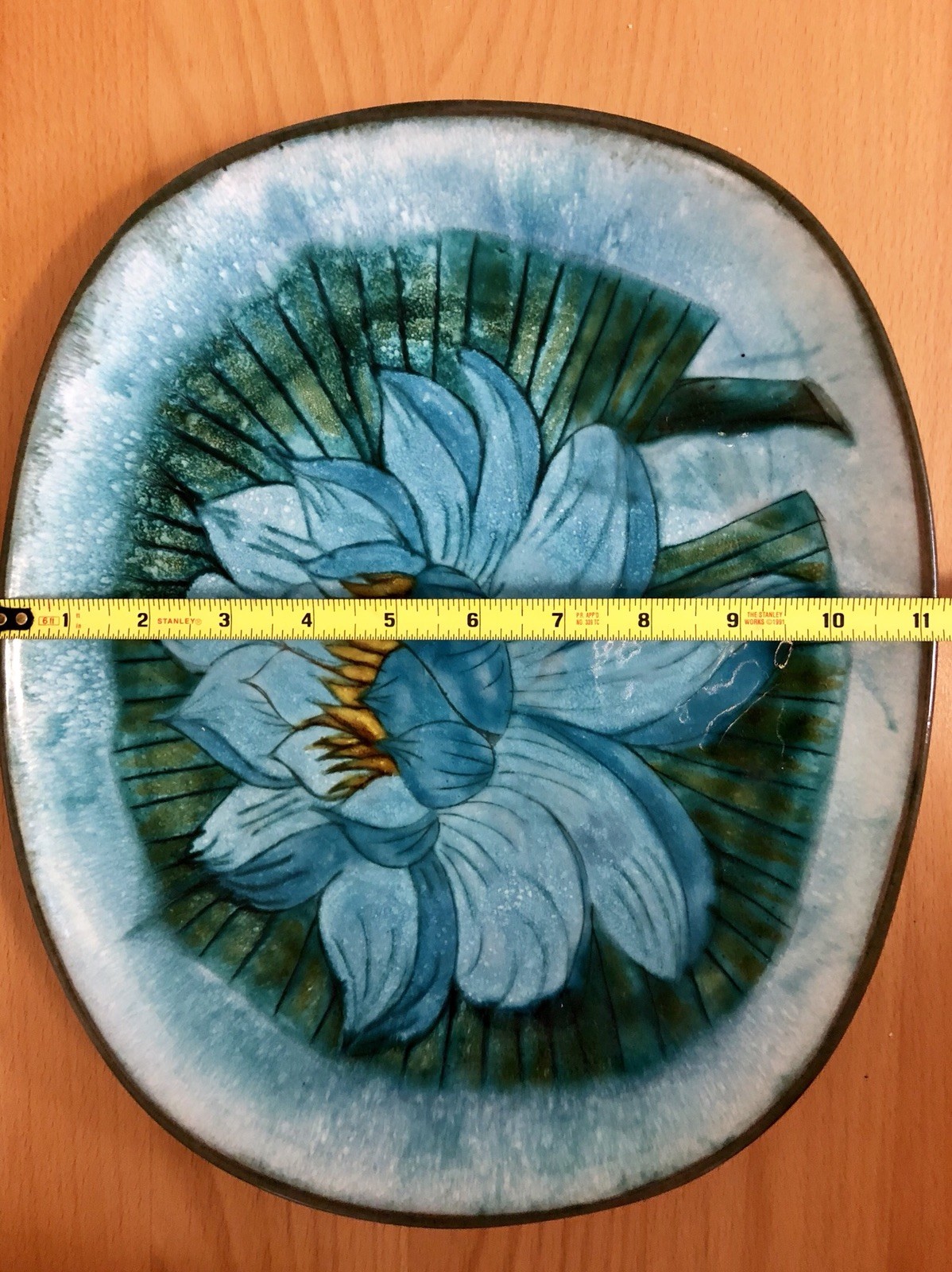 Lotus Chelsea Pottery England Audrey Durnan art handmade Platter 13″x 11″