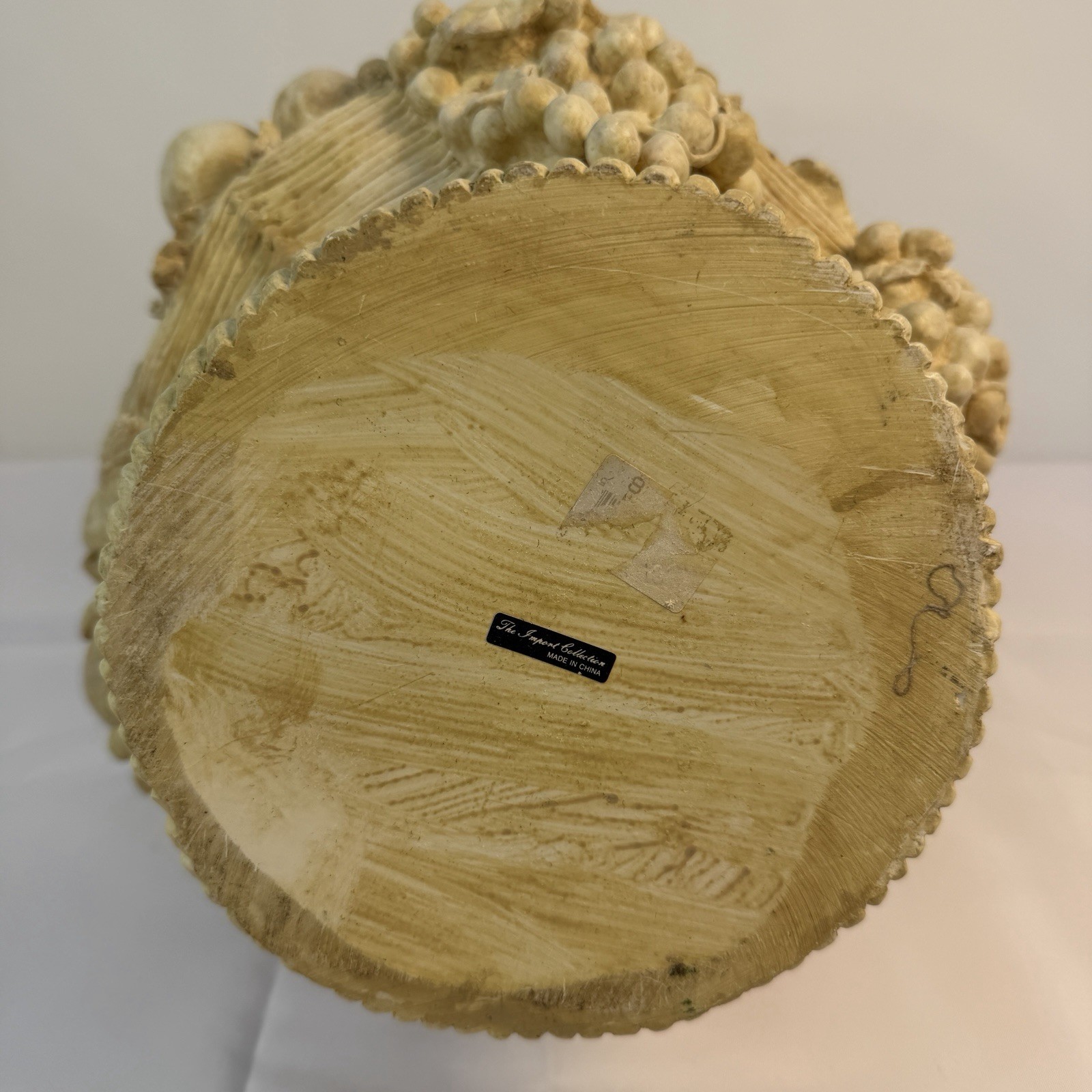 Large Resin Fruit & Flower Basket Centerpiece 12”H Off White Garden Boho Cottage