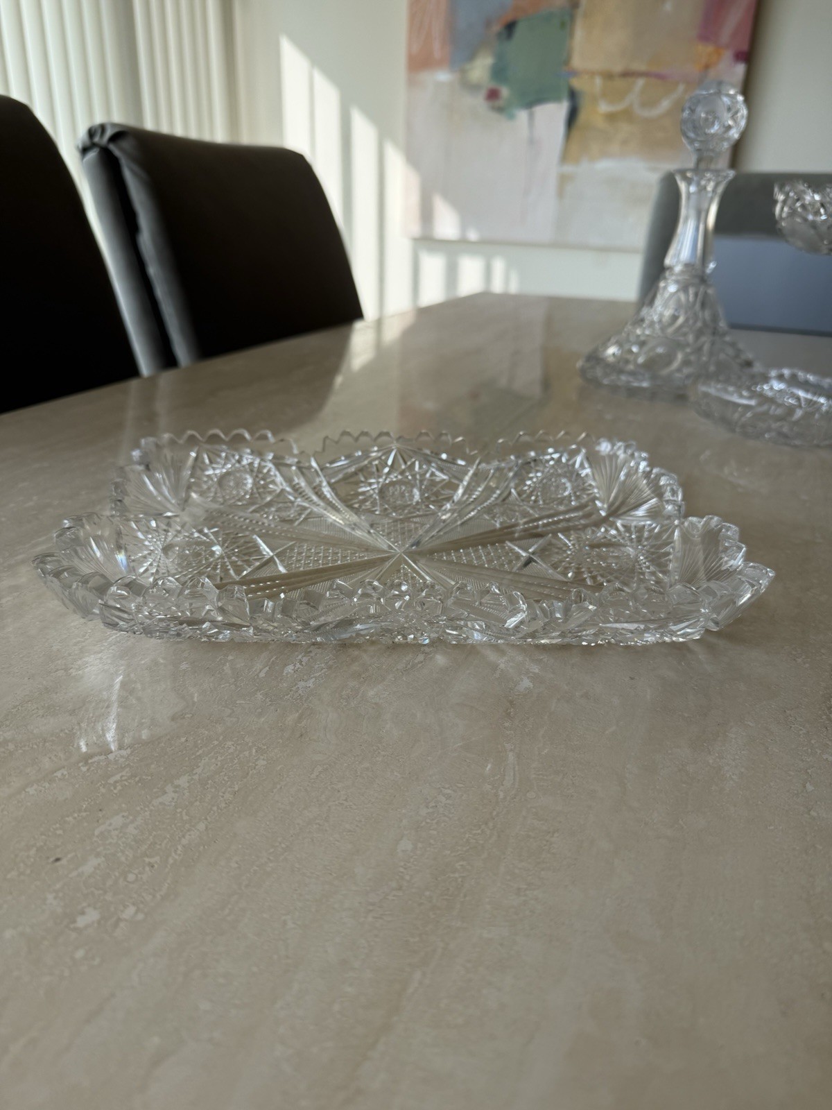 Antique American Brilliant Period (ABP) cut glass tray