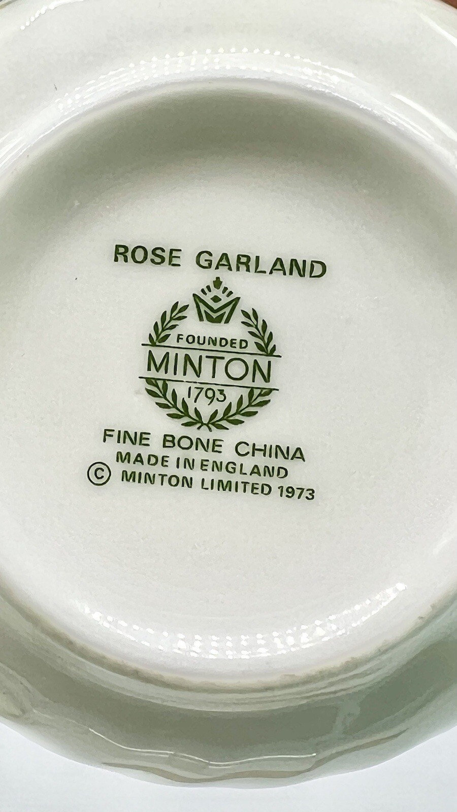 Minton Rose Garland Cup & Saucer Fine Bone China England 1973 Pink Floral