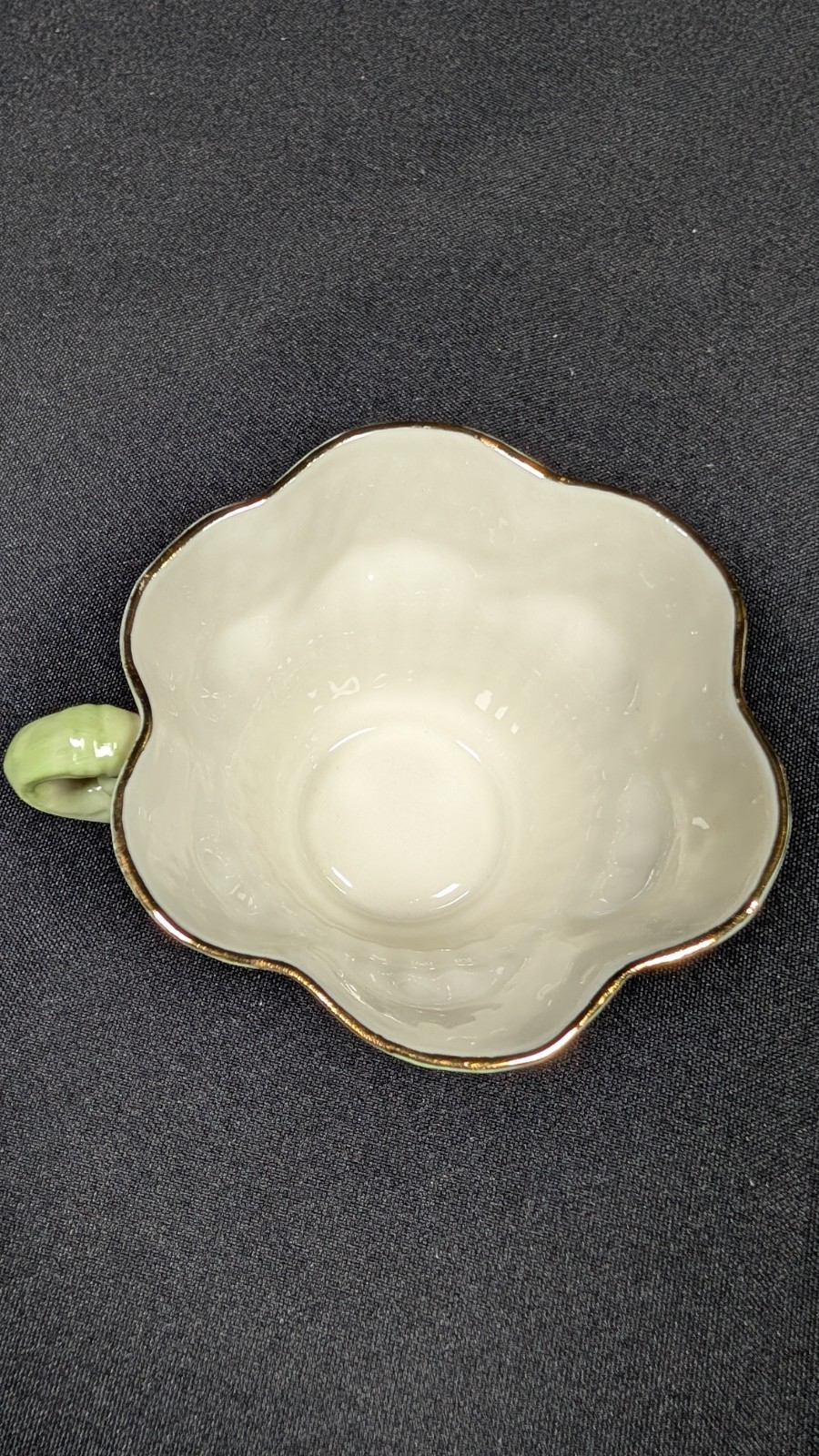 Vintage Set of Belleek Gilded Green Erne teacup and saucer 1965-1980 Ireland